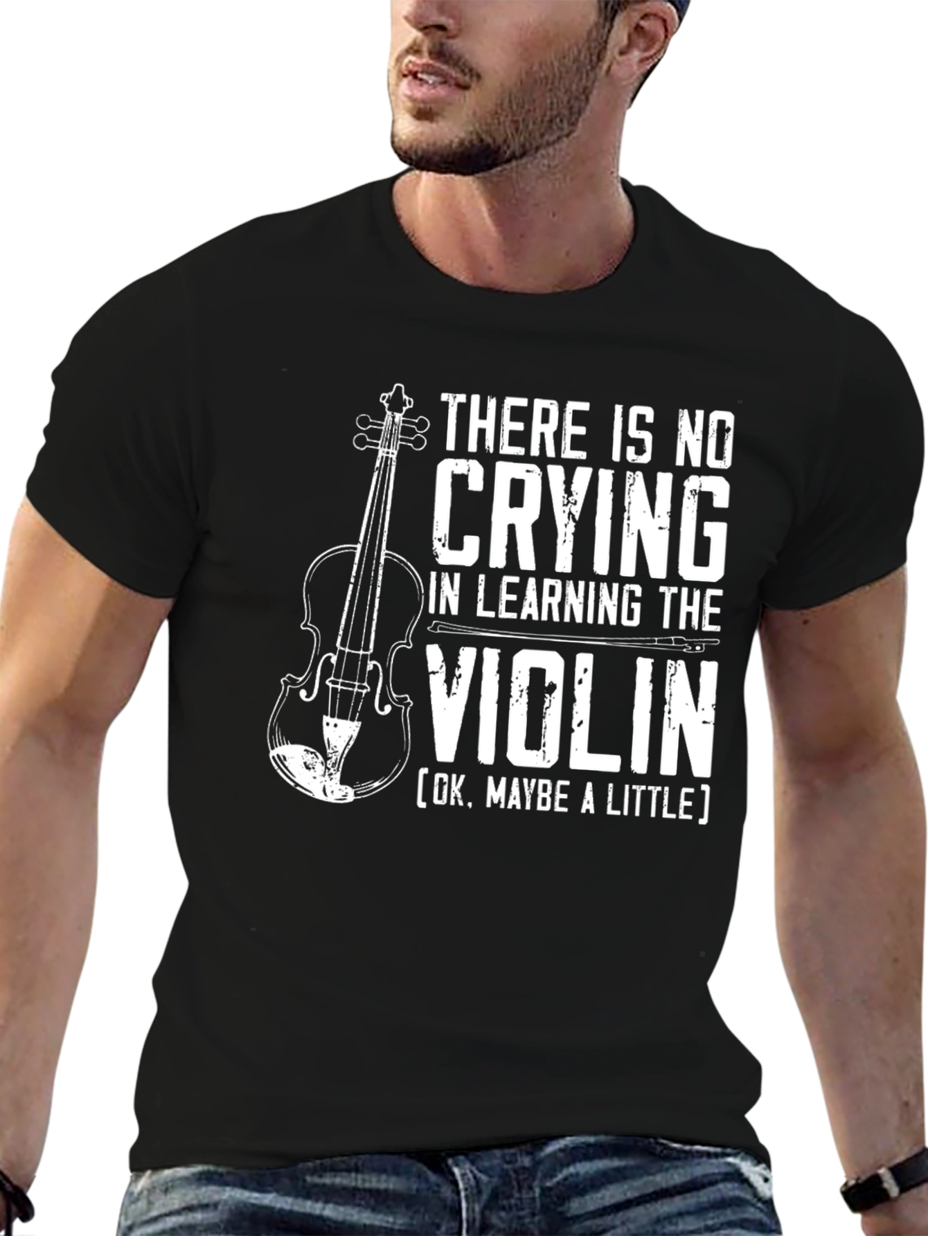 Funny Violin T-Shirt: No Crying in Learning