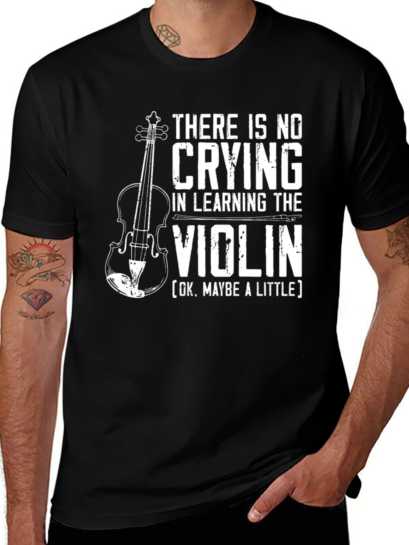 Funny Violin T-Shirt: No Crying in Learning