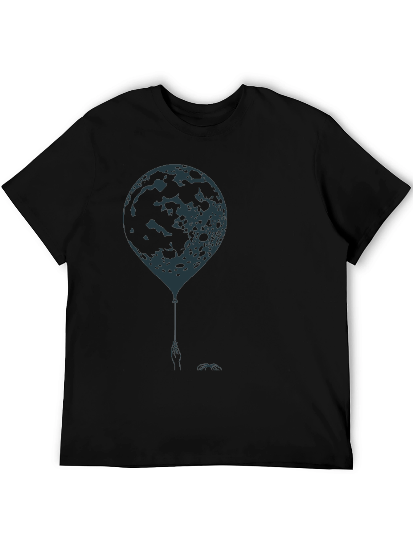 Moon Balloon Graphic Tee - Mens Black Cotton T-Shirt