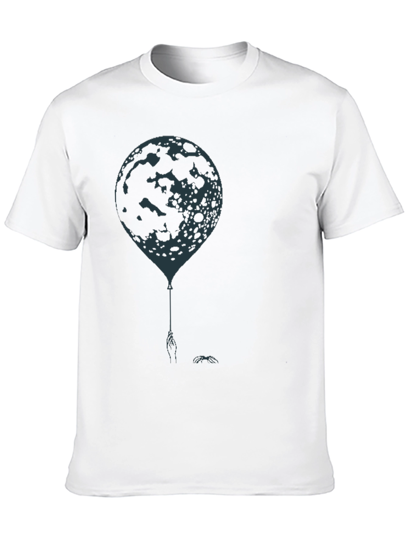 Moon Balloon Graphic Tee - Mens Black Cotton T-Shirt