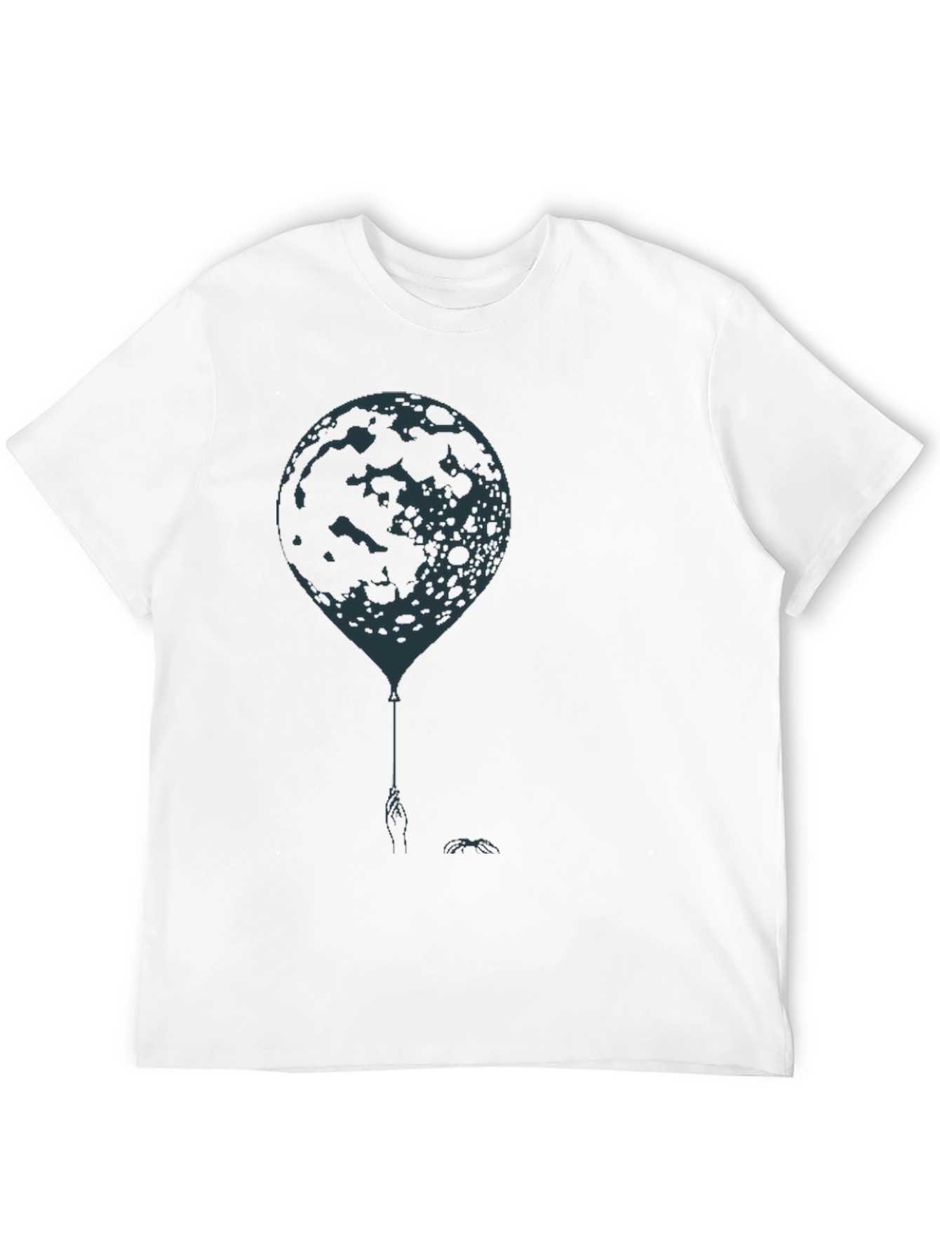Moon Balloon Graphic Tee - Mens Black Cotton T-Shirt