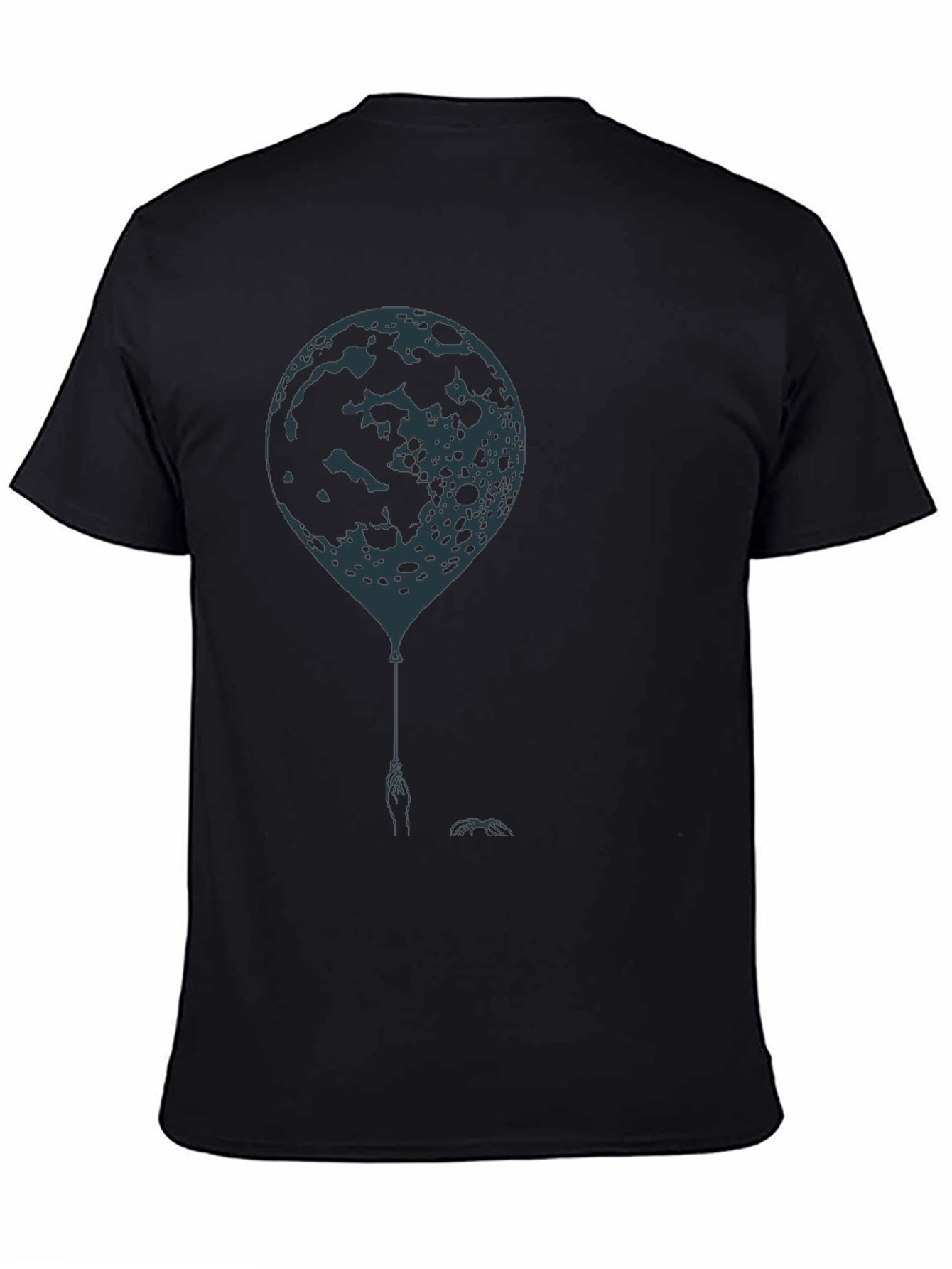 Moon Balloon Graphic Tee - Mens Black Cotton T-Shirt