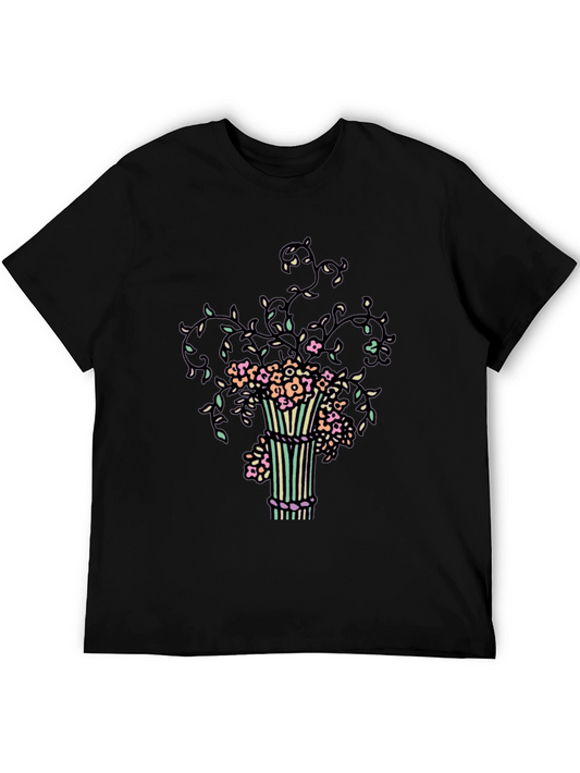 Floral Vase Graphic T-Shirt - Unique Stylish Design