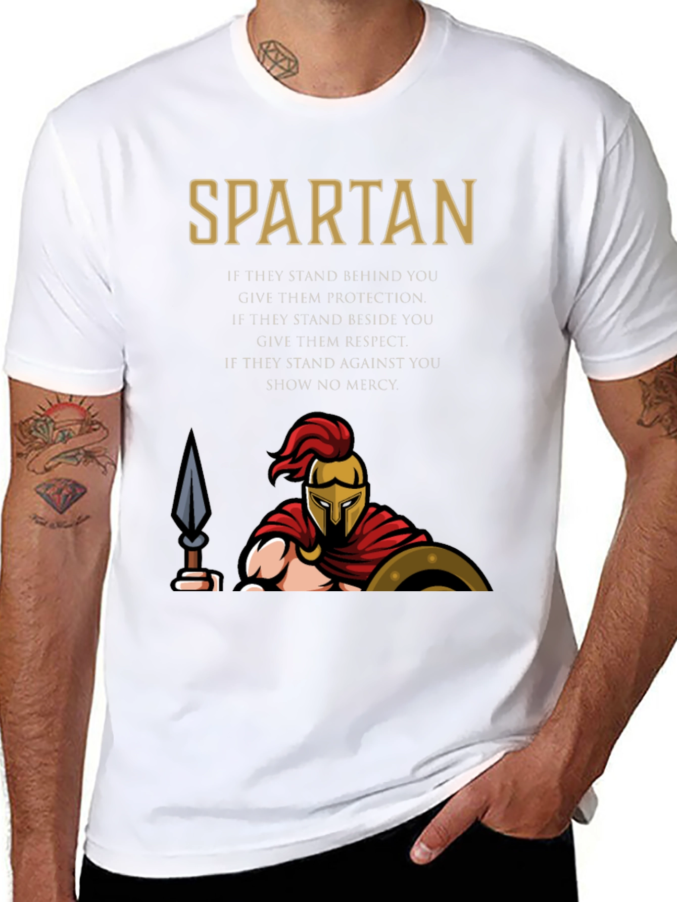 Spartan Graphic T-Shirt - Protection Respect Mercy