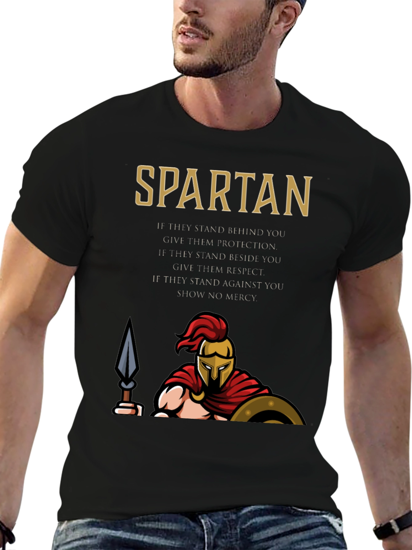 Spartan Graphic T-Shirt - Protection Respect Mercy