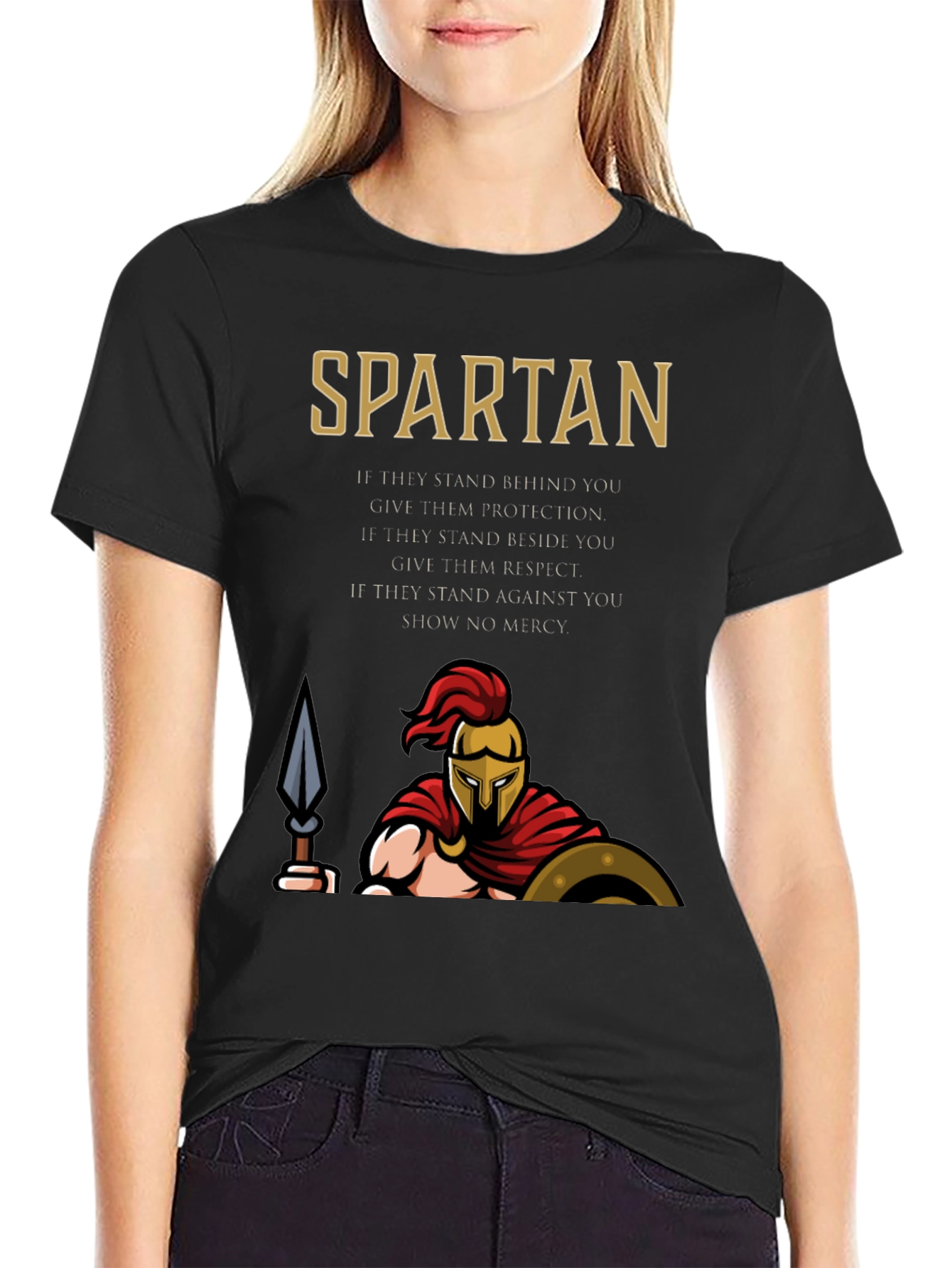 Spartan Graphic T-Shirt - Protection Respect Mercy