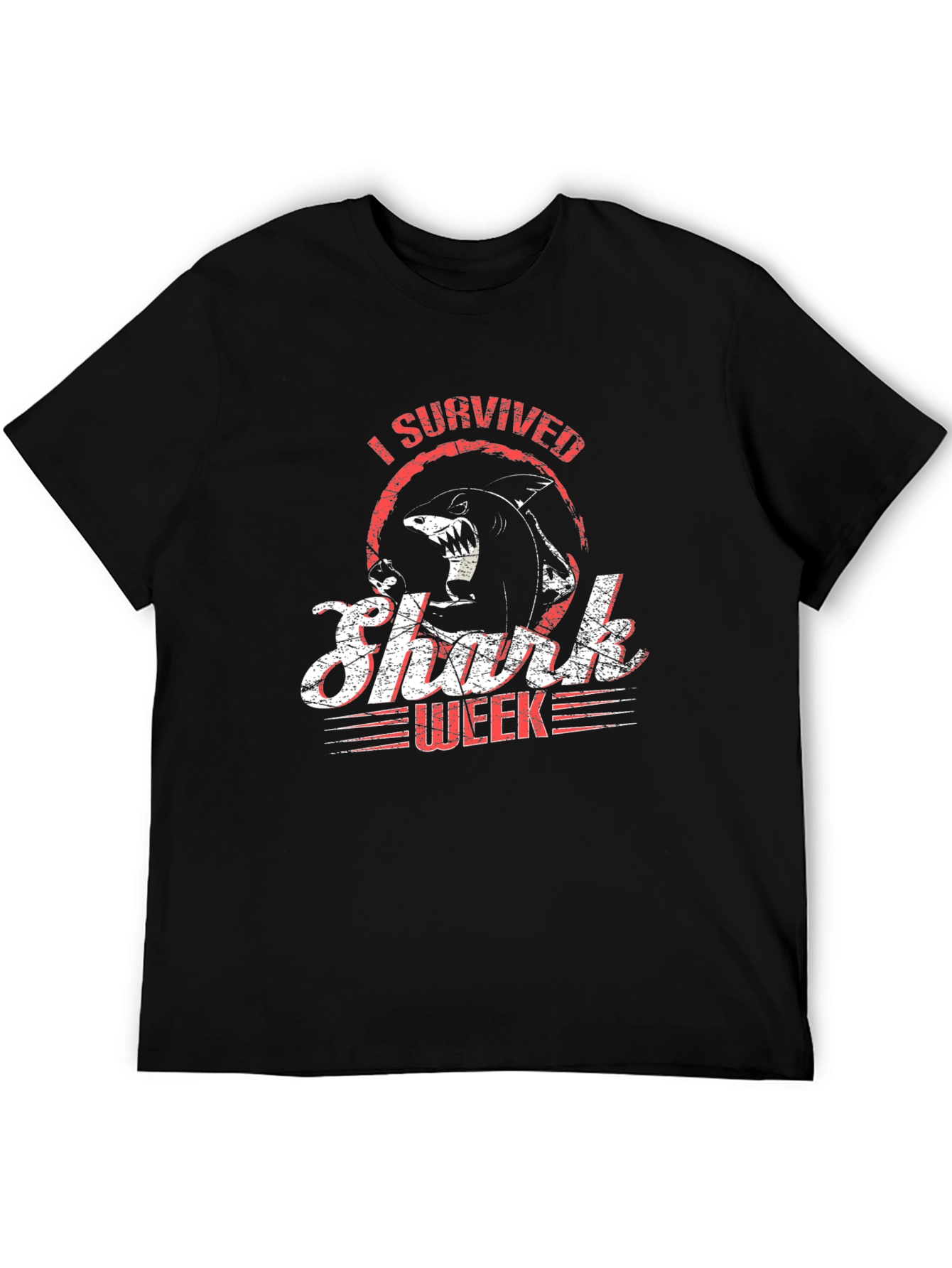 I Survived Shark Week Black Graphic Tee