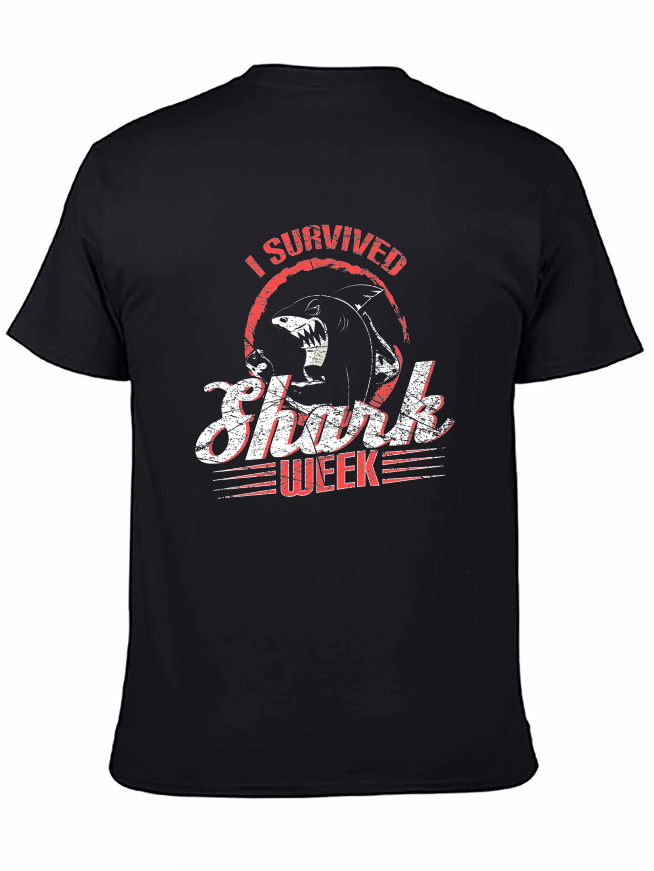 I Survived Shark Week Black Graphic Tee