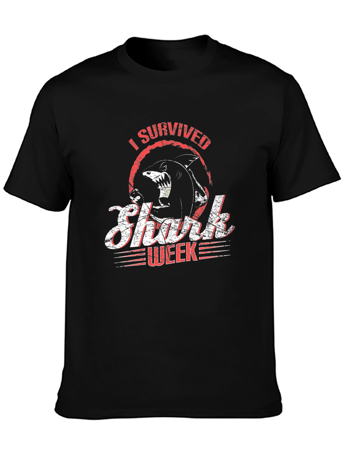 I Survived Shark Week Black Graphic Tee