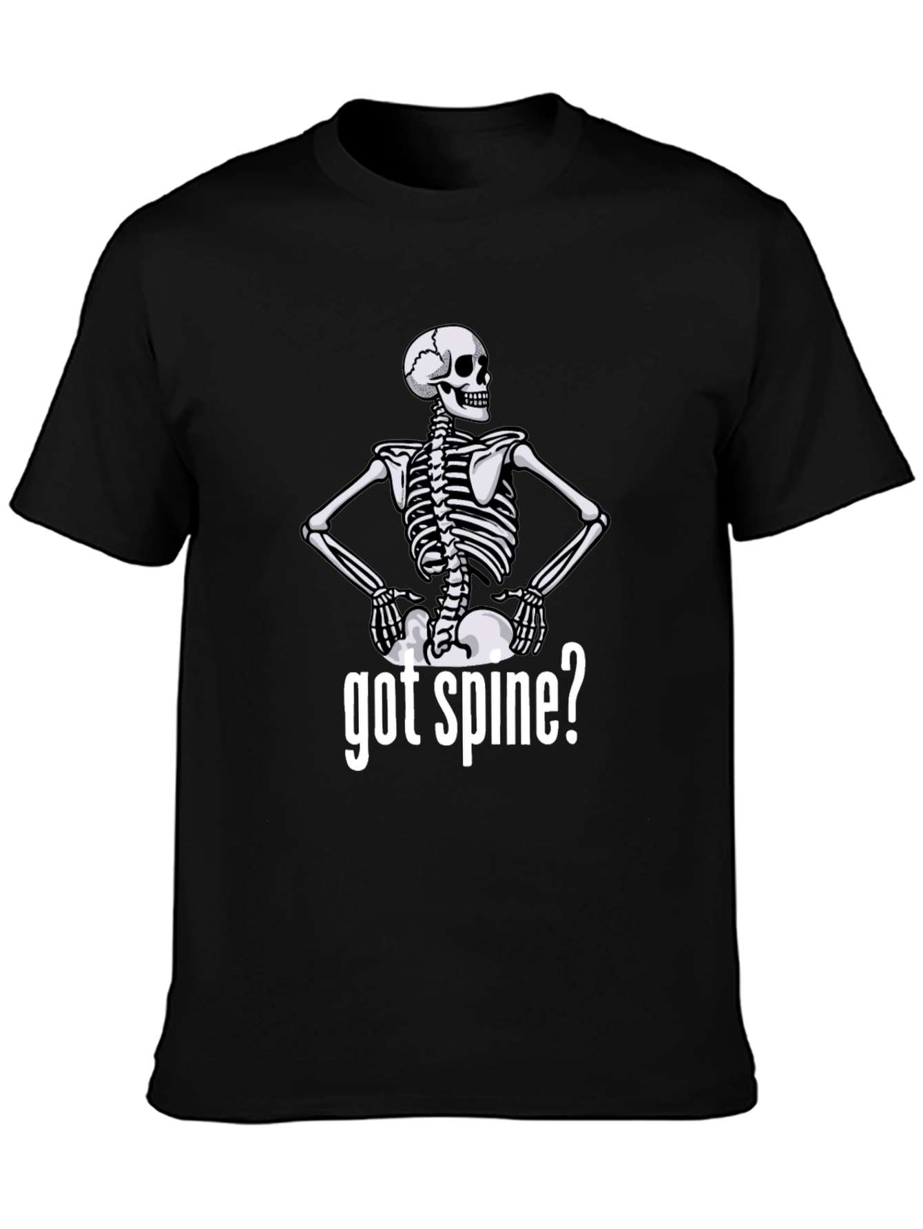 Got Spine? Skeleton Graphic Tee - Black Cotton T-Shirt