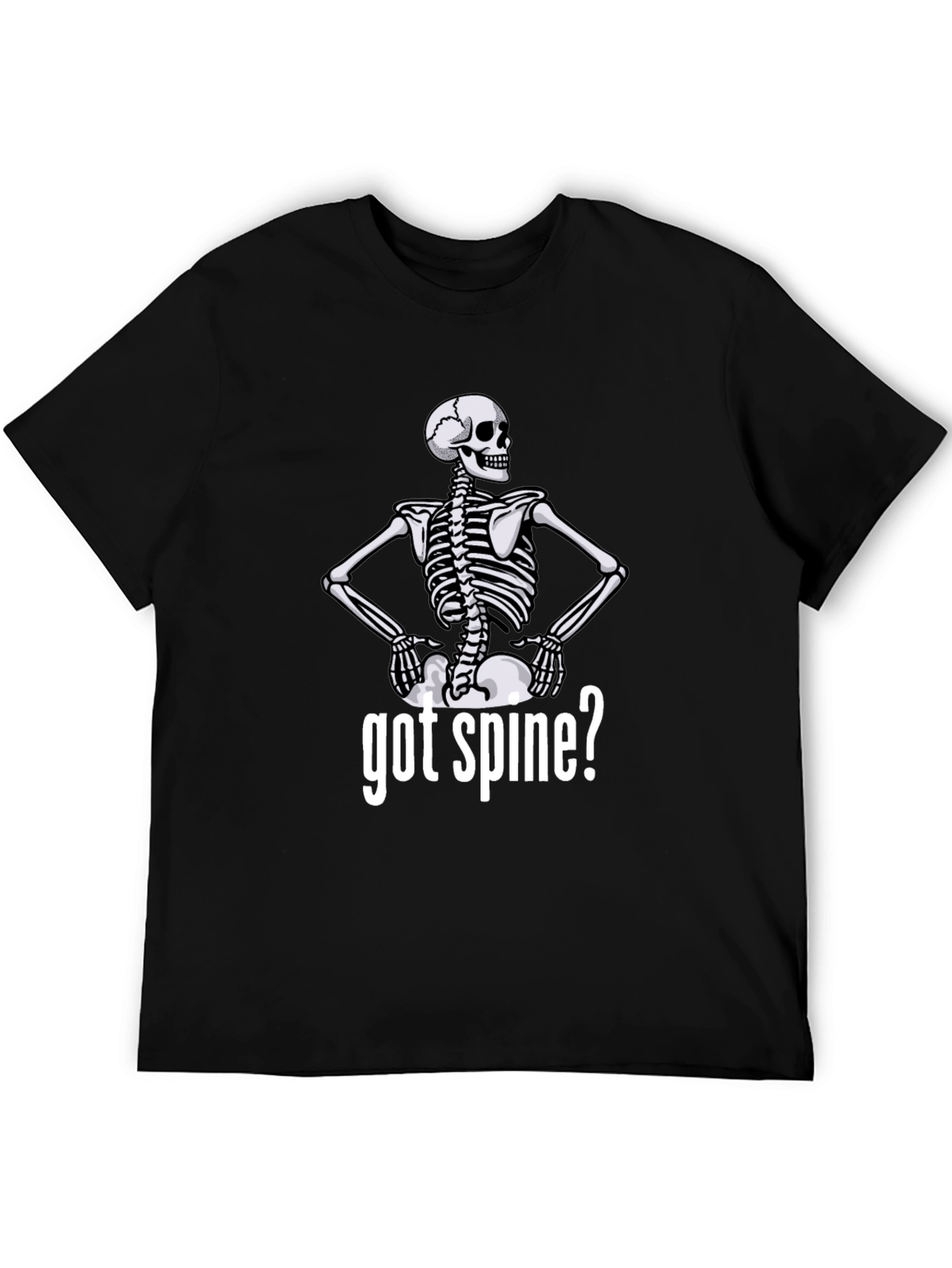 Got Spine? Skeleton Graphic Tee - Black Cotton T-Shirt