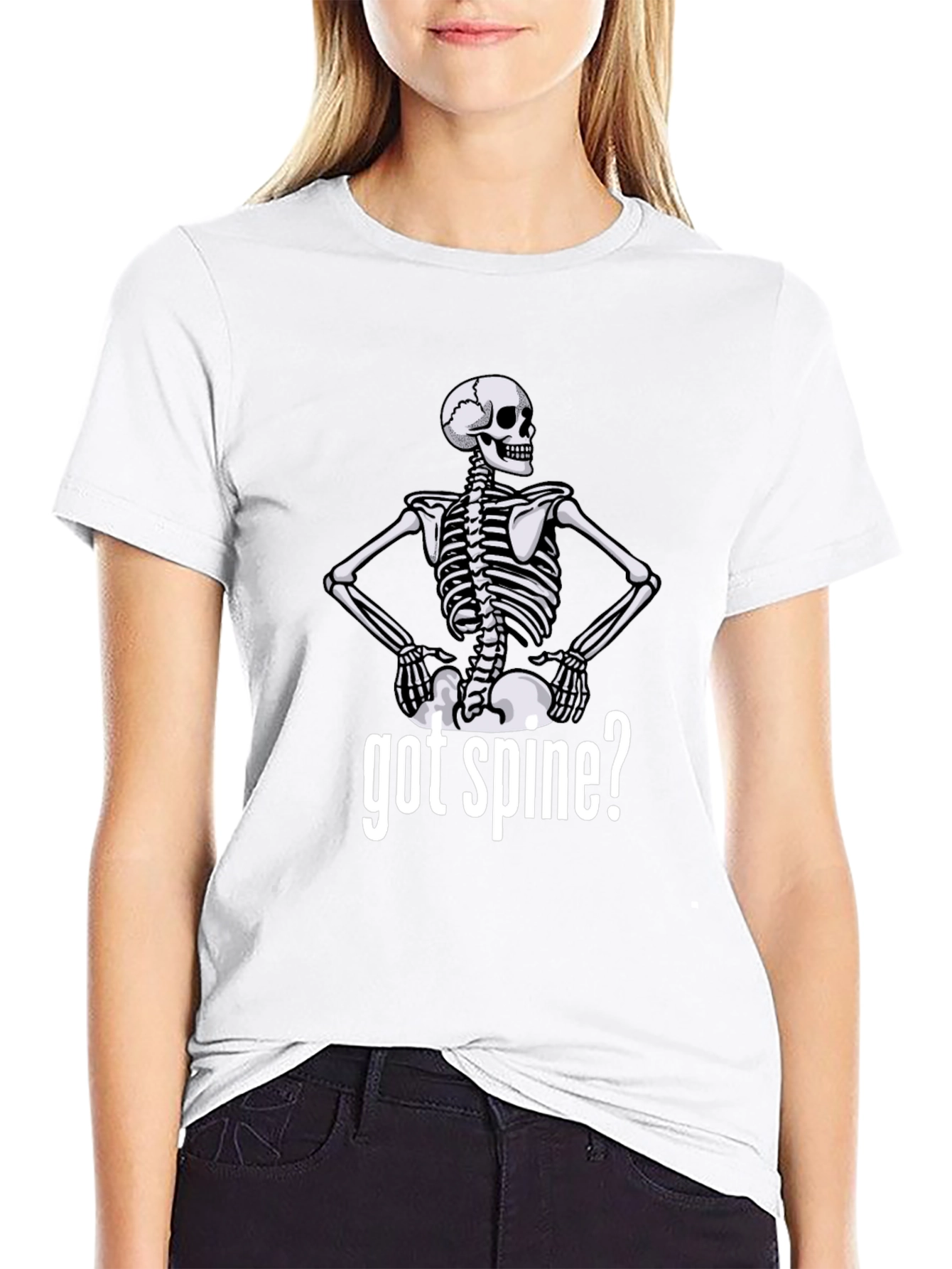 Got Spine? Skeleton Graphic Tee - Black Cotton T-Shirt
