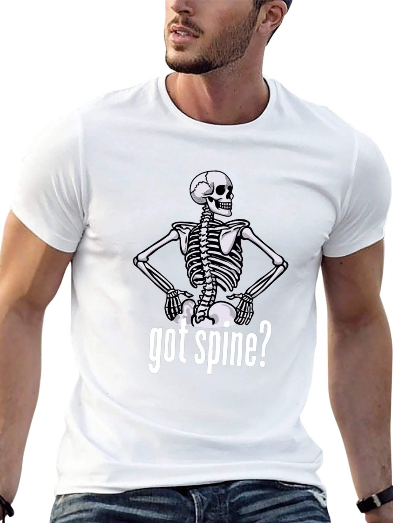 Got Spine? Skeleton Graphic Tee - Black Cotton T-Shirt