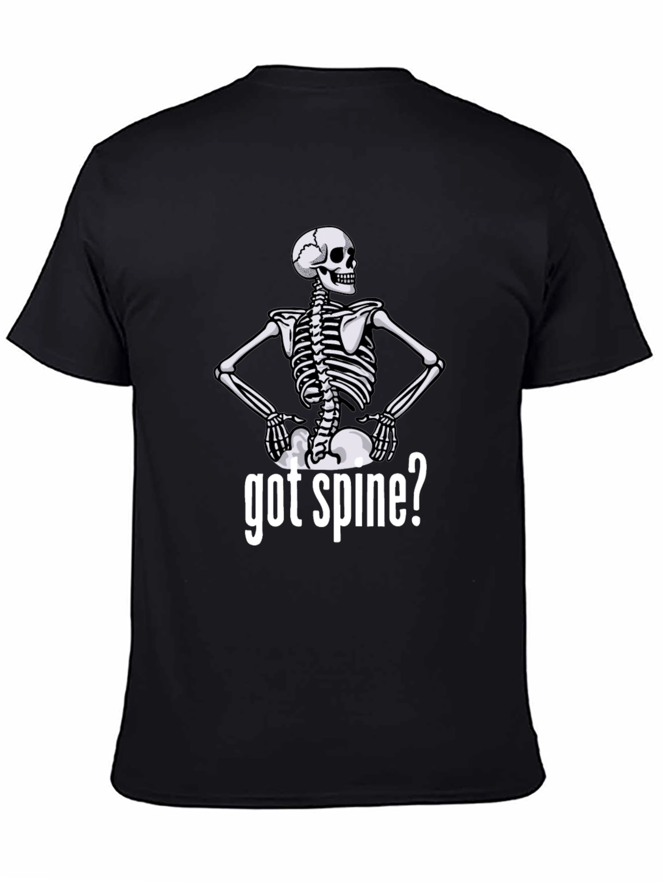 Got Spine? Skeleton Graphic Tee - Black Cotton T-Shirt