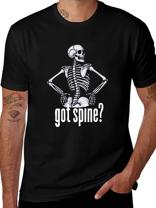 Got Spine? Skeleton Graphic Tee - Black Cotton T-Shirt
