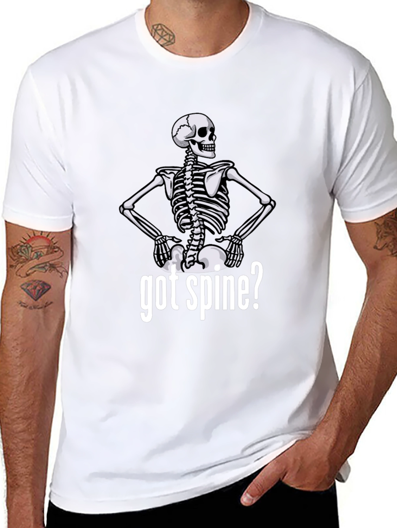 Got Spine? Skeleton Graphic Tee - Black Cotton T-Shirt