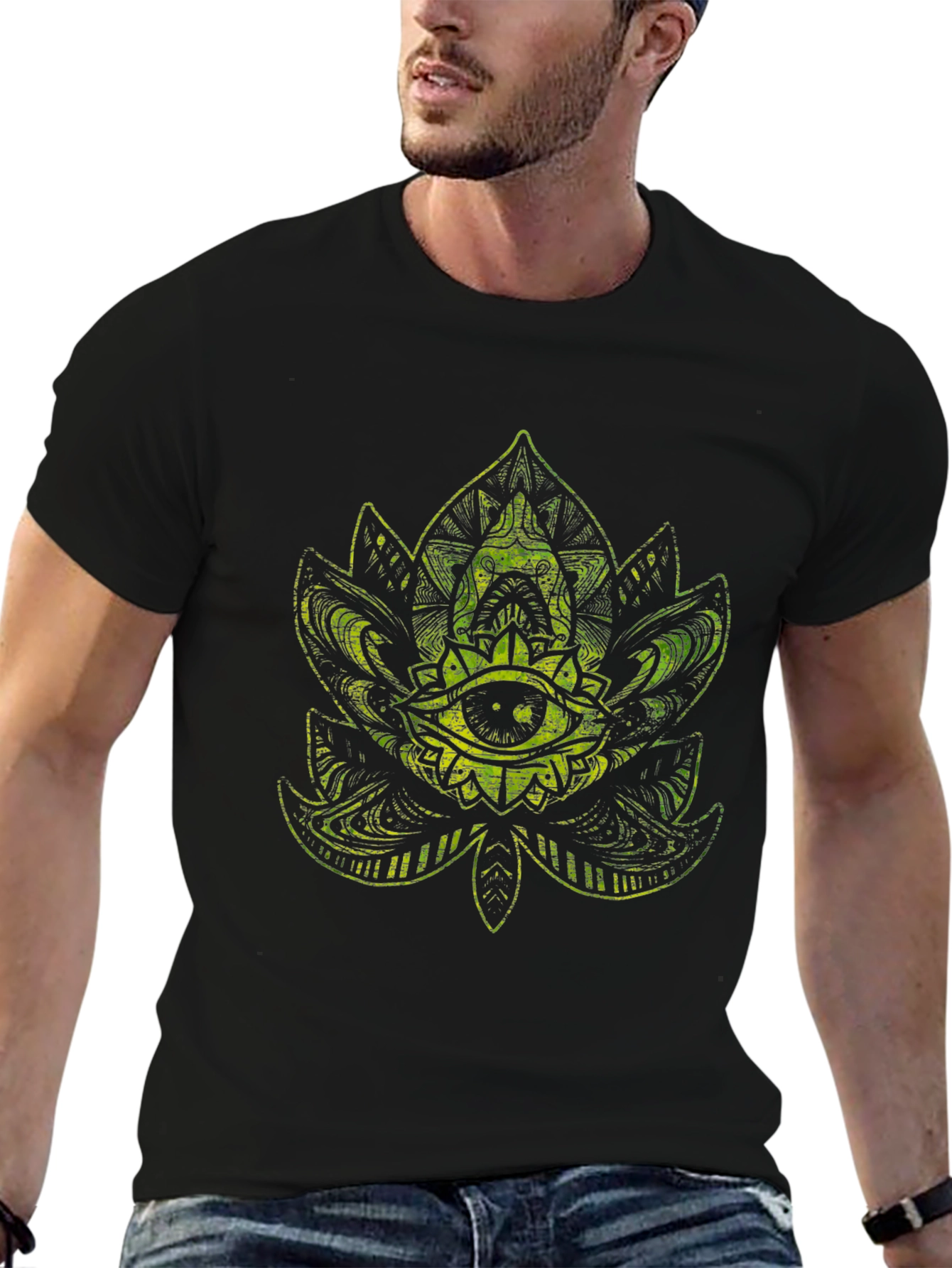 Mystic Eye Lotus Graphic Black T-Shirt
