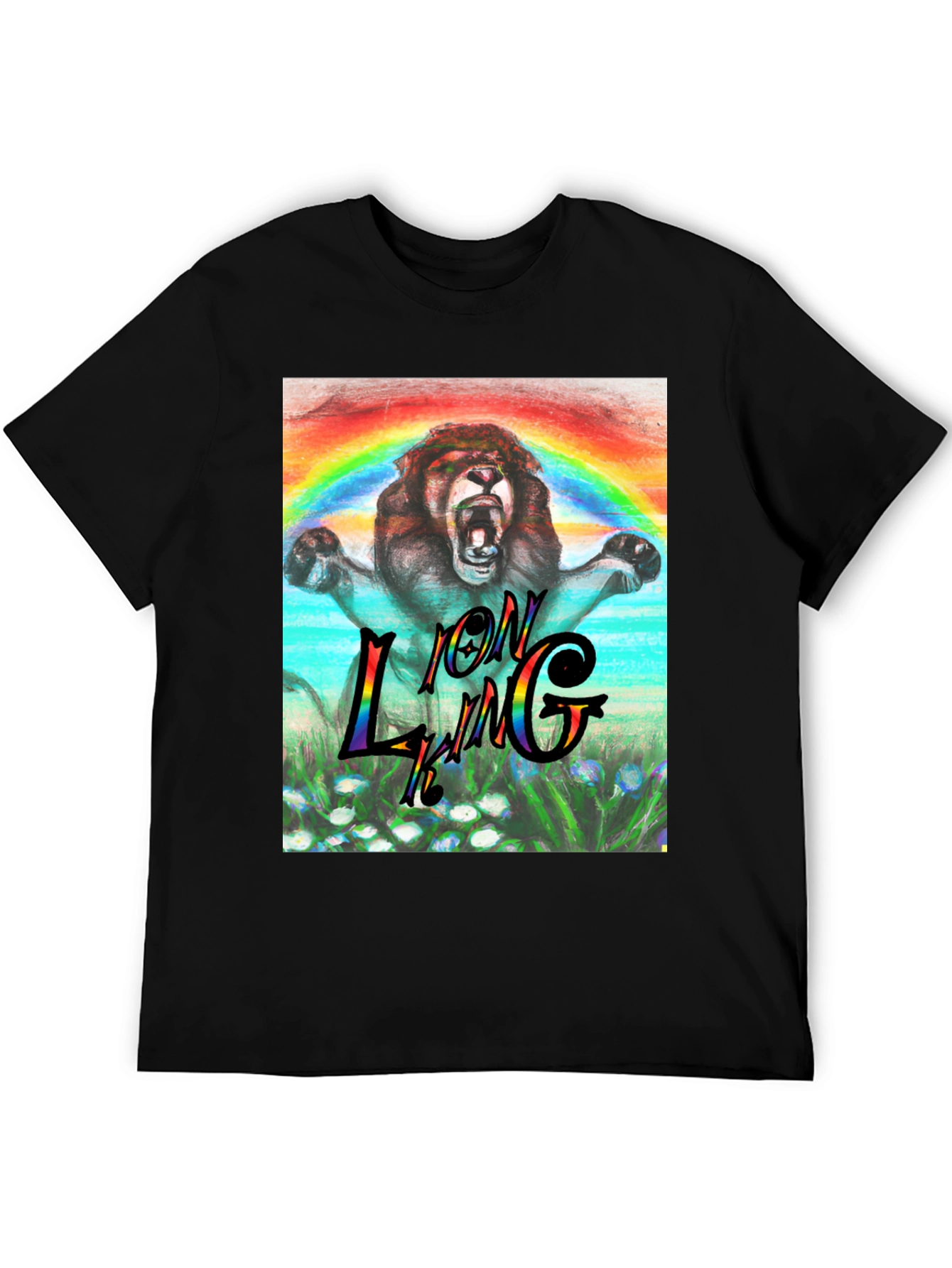 Lion King Rainbow Graphic Tee - Black