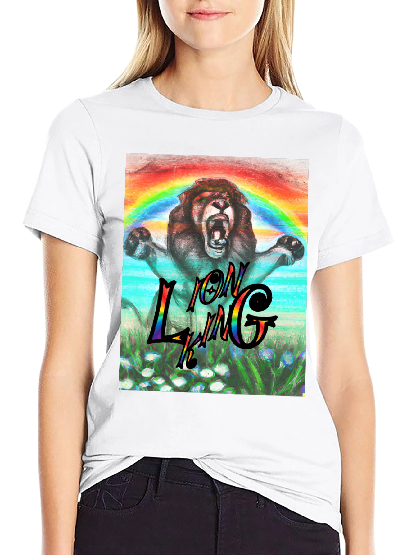 Lion King Rainbow Graphic Tee - Black