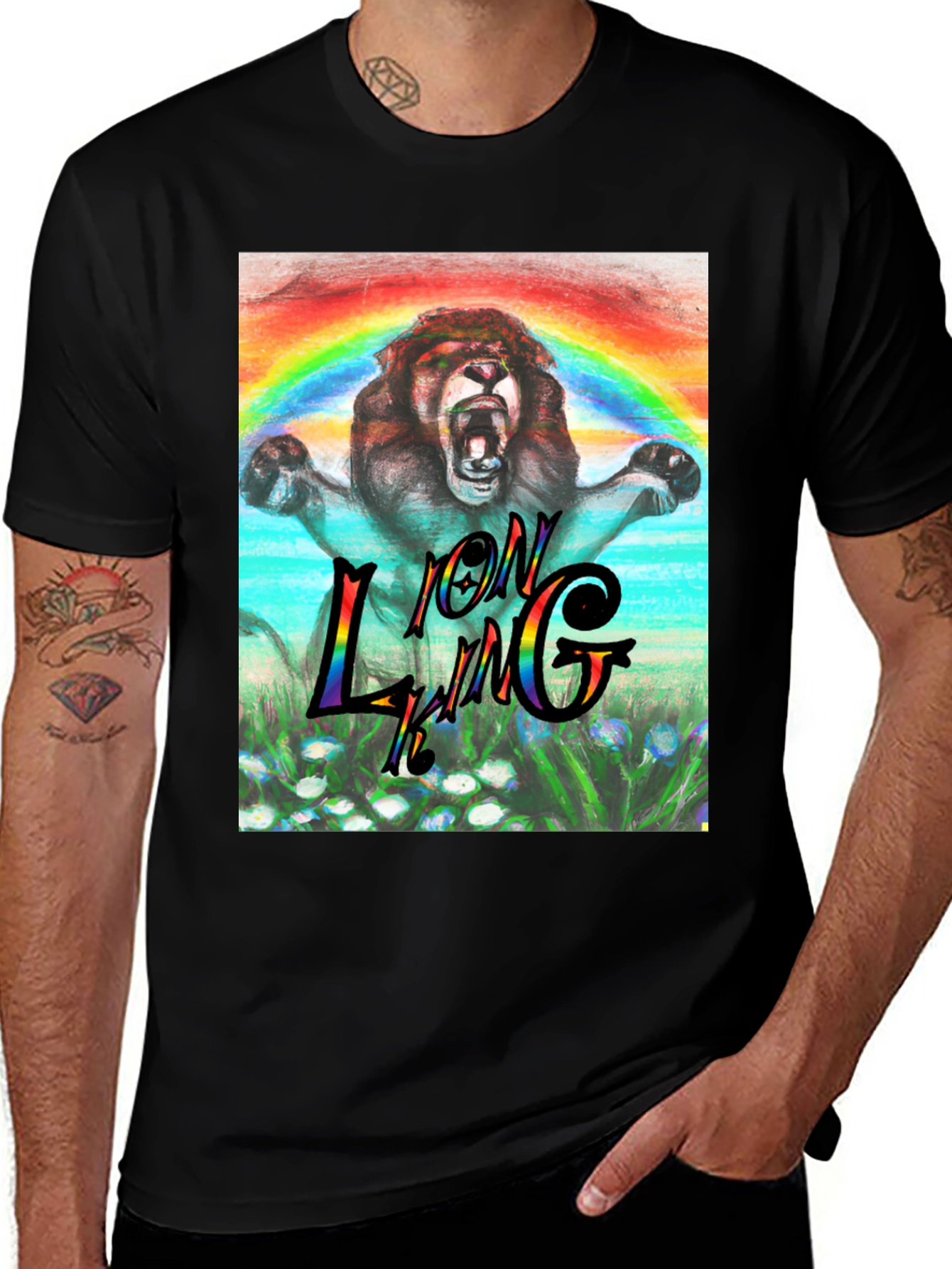 Lion King Rainbow Graphic Tee - Black