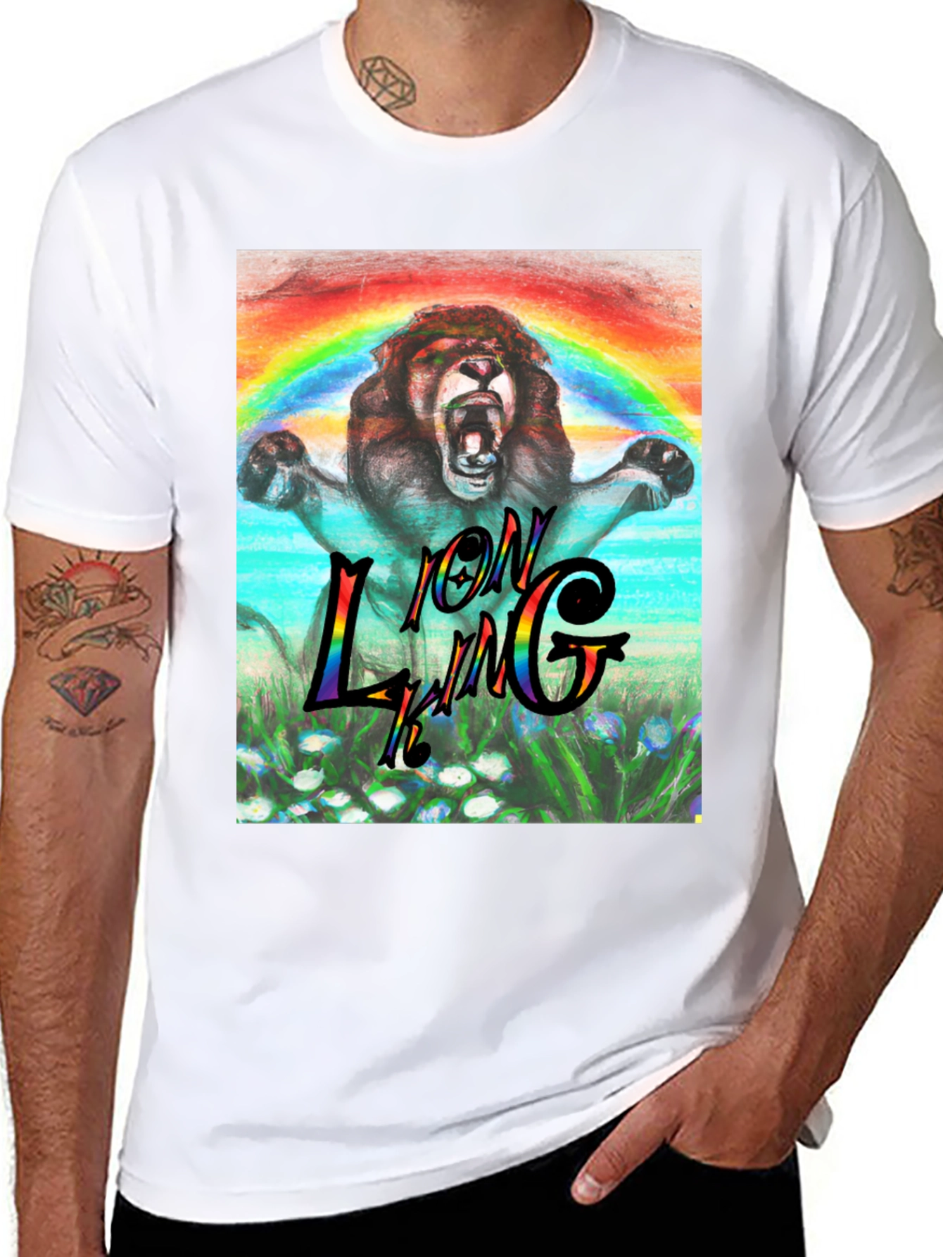 Lion King Rainbow Graphic Tee - Black