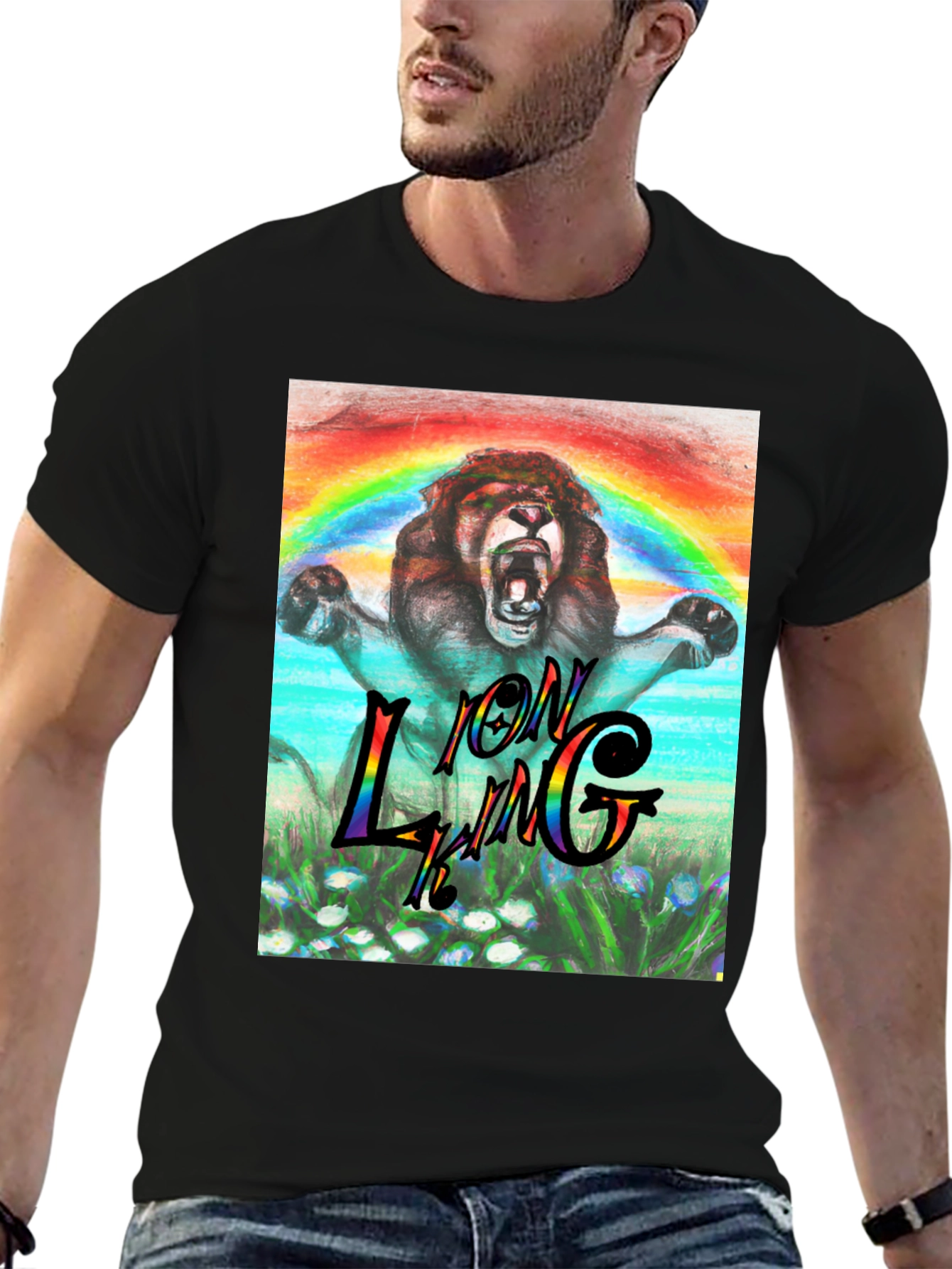 Lion King Rainbow Graphic Tee - Black