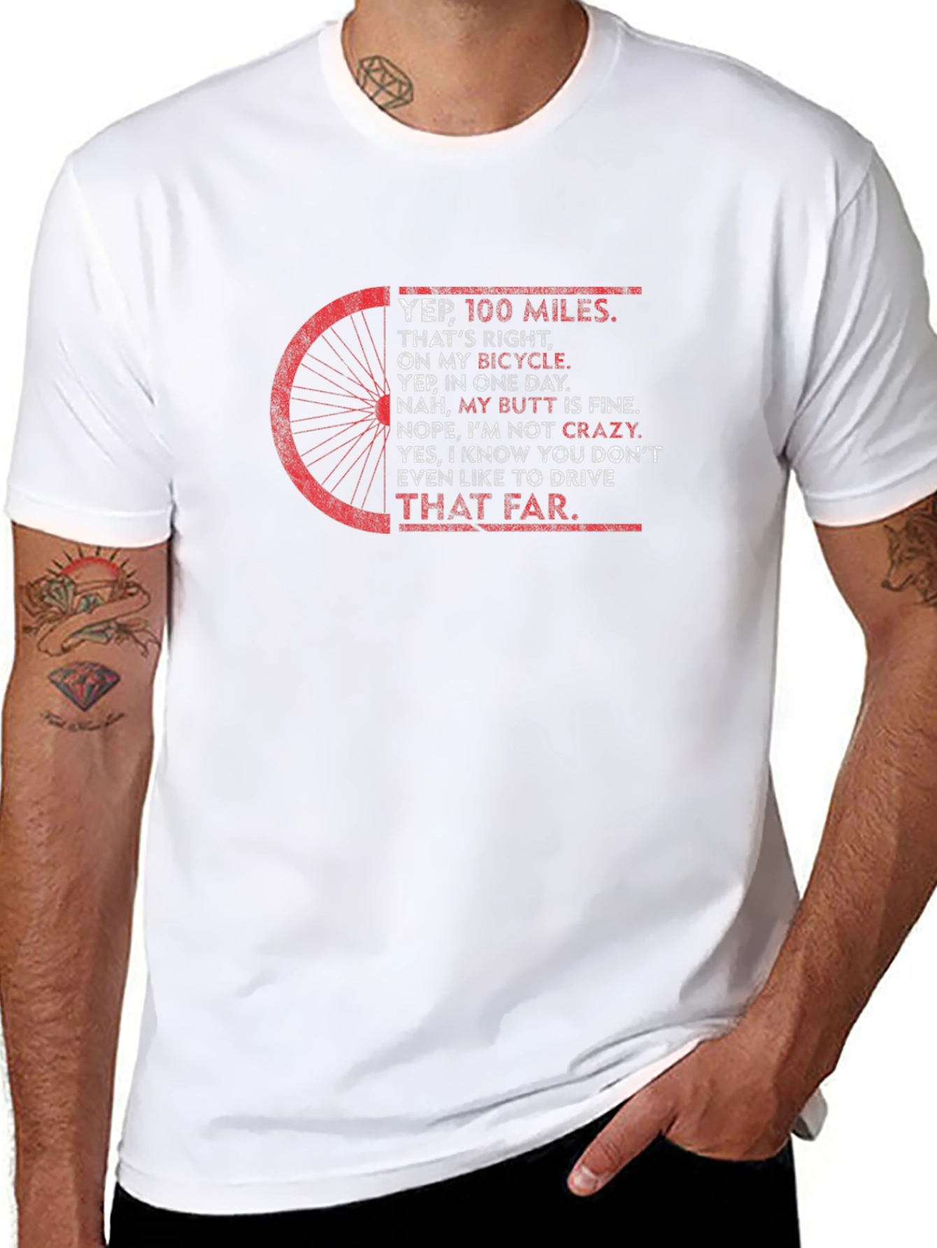 100 Miles Bicycle T-Shirt Funny Cycling Tee