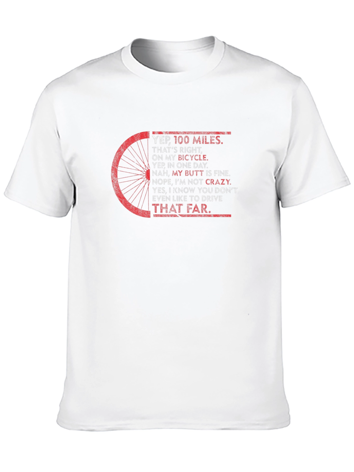 100 Miles Bicycle T-Shirt Funny Cycling Tee