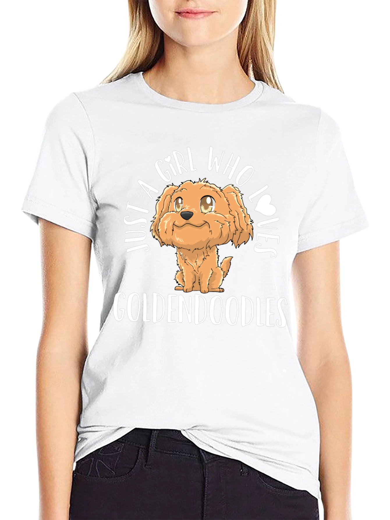 Girl Who Loves Goldendoodles Black T-Shirt