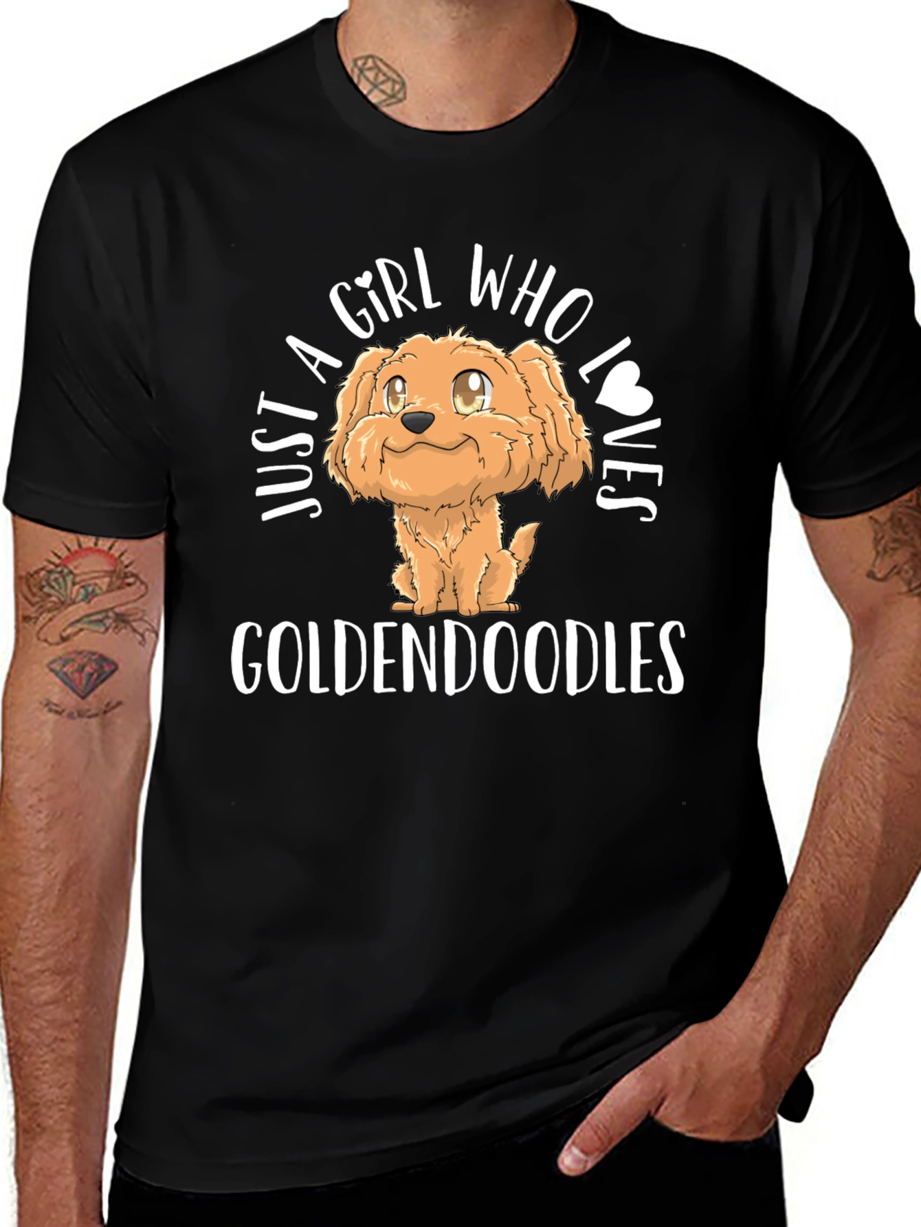 Girl Who Loves Goldendoodles Black T-Shirt