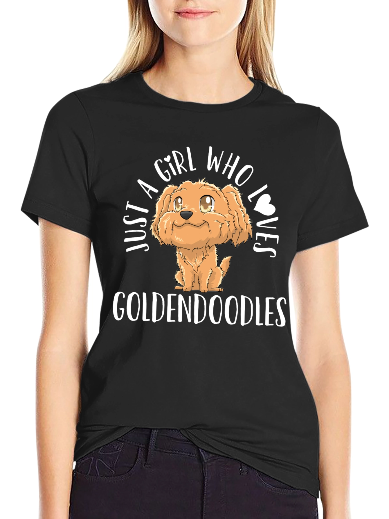 Girl Who Loves Goldendoodles Black T-Shirt
