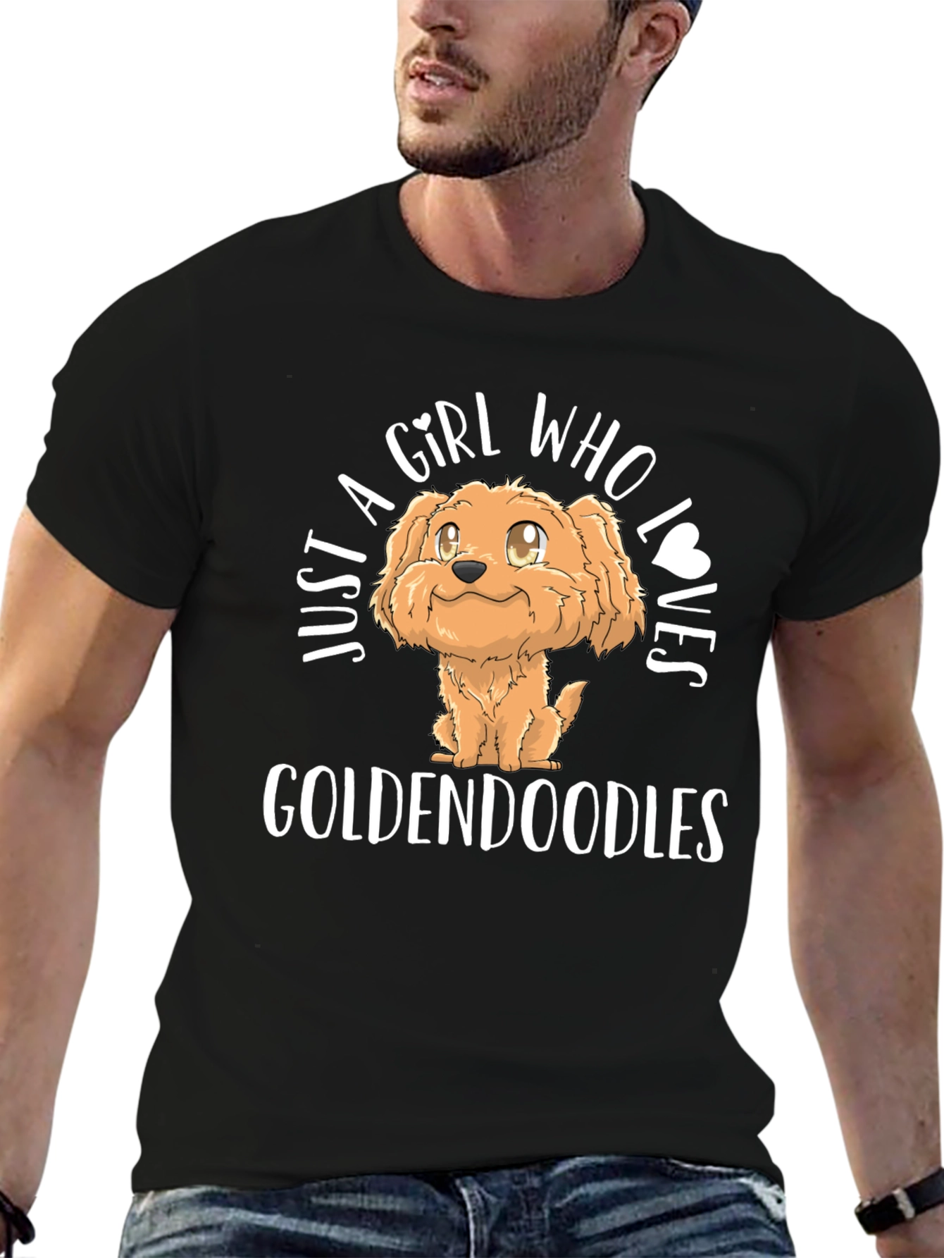 Girl Who Loves Goldendoodles Black T-Shirt