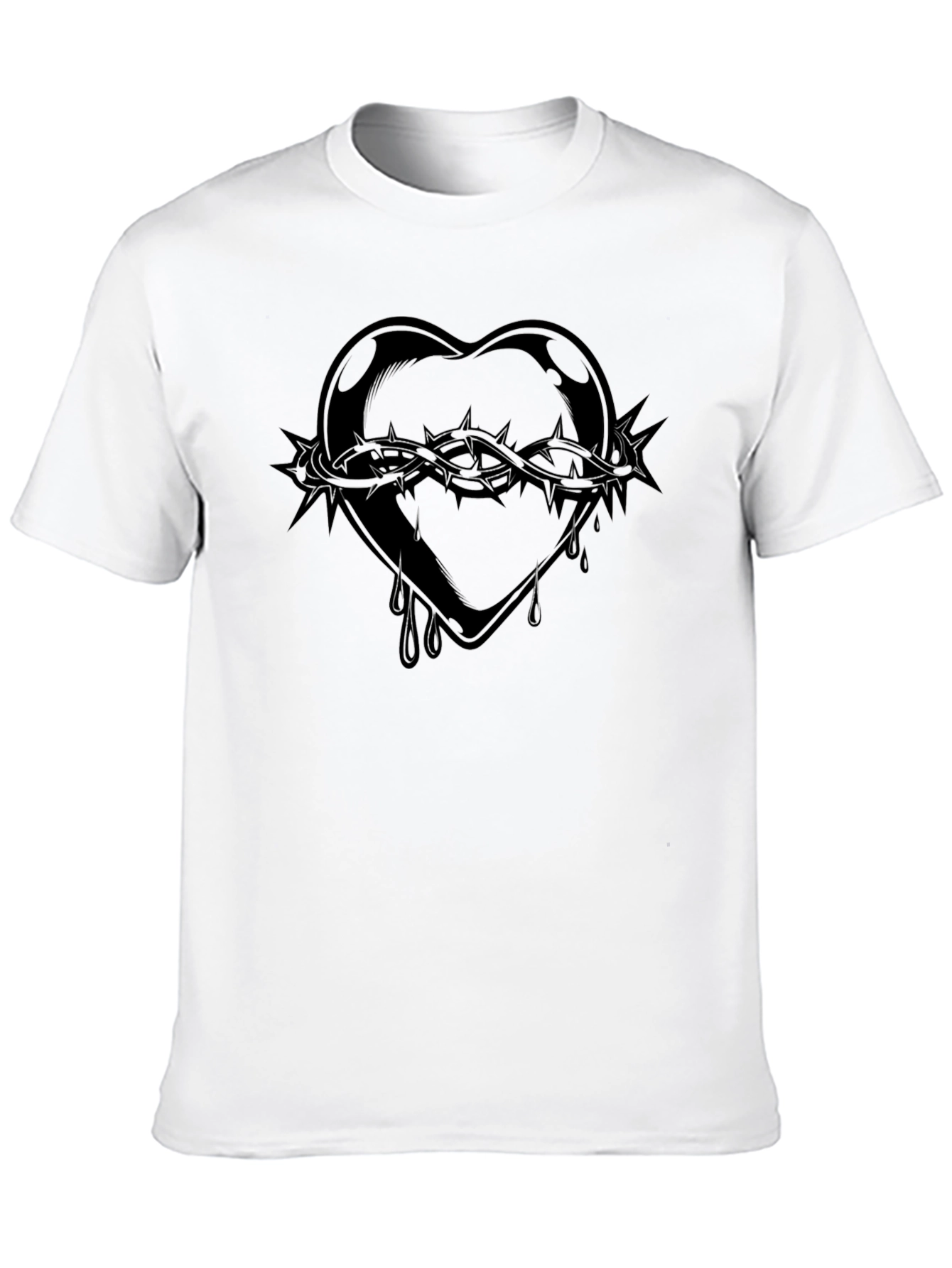 Edgy Heart of Thorns Graphic Black T-Shirt