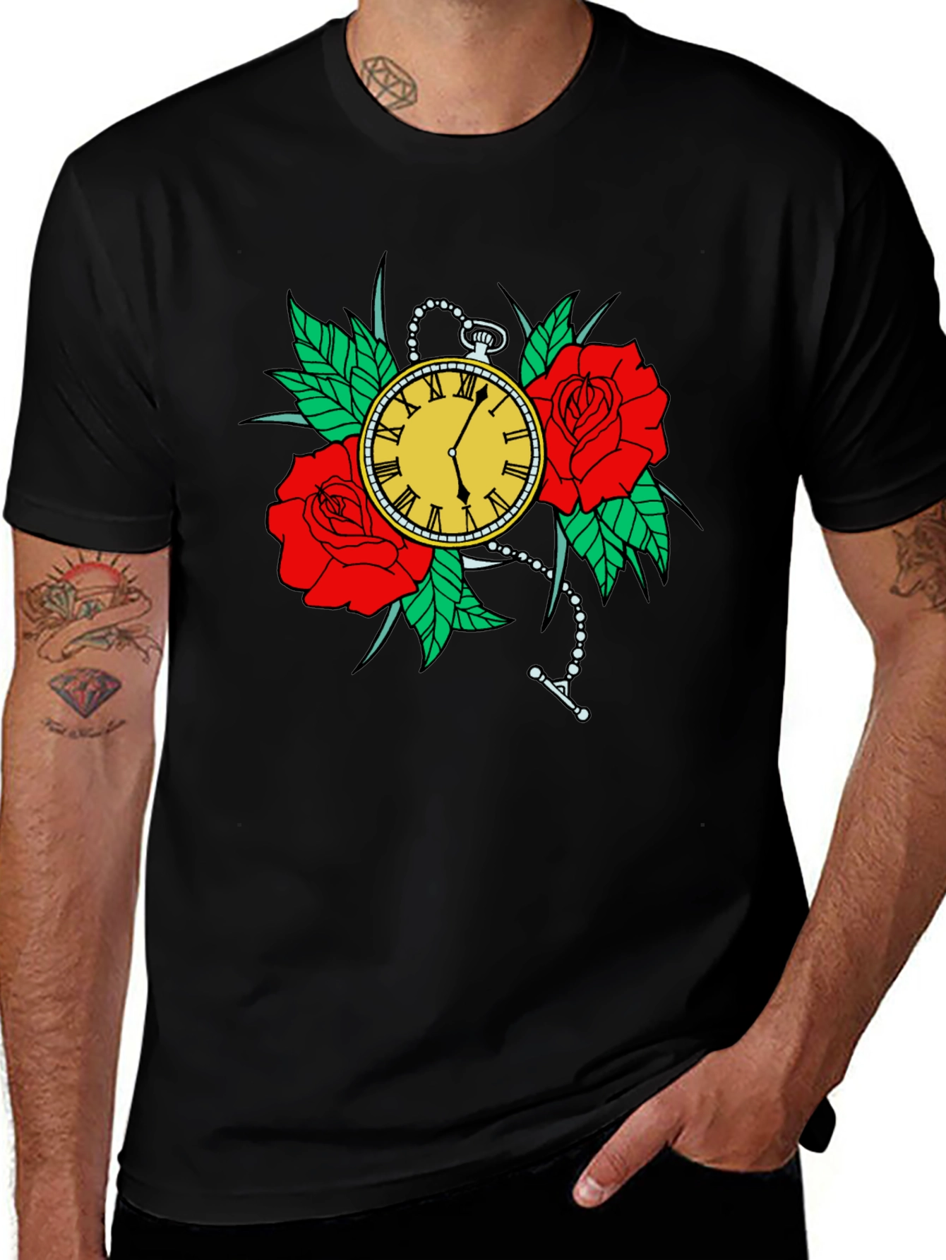 Time and Roses Graphic T-Shirt
