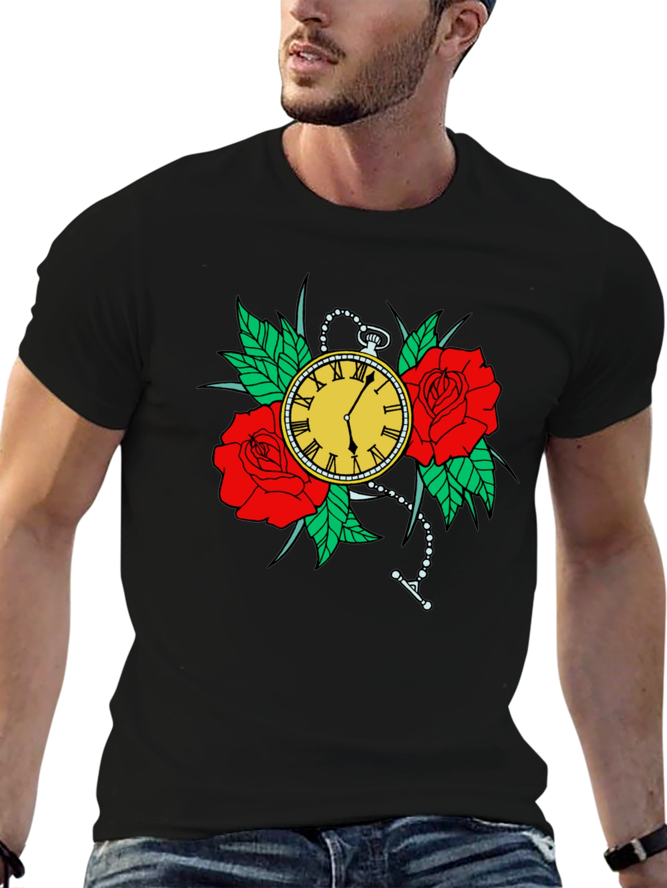 Time and Roses Graphic T-Shirt