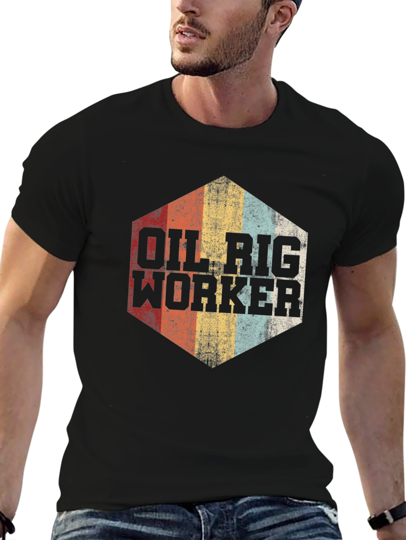 Oil Rig Worker Retro Graphic Tee