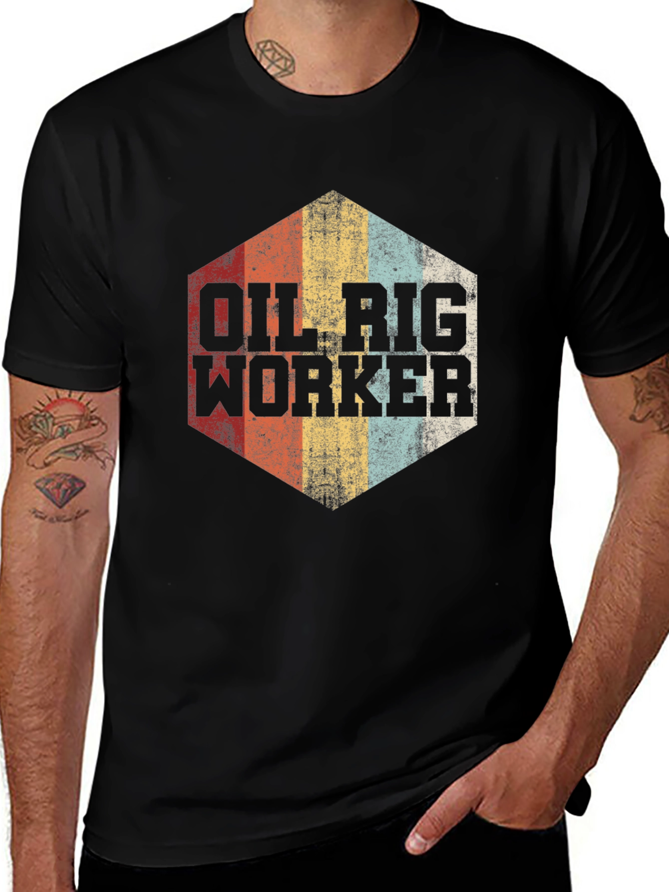 Oil Rig Worker Retro Graphic Tee