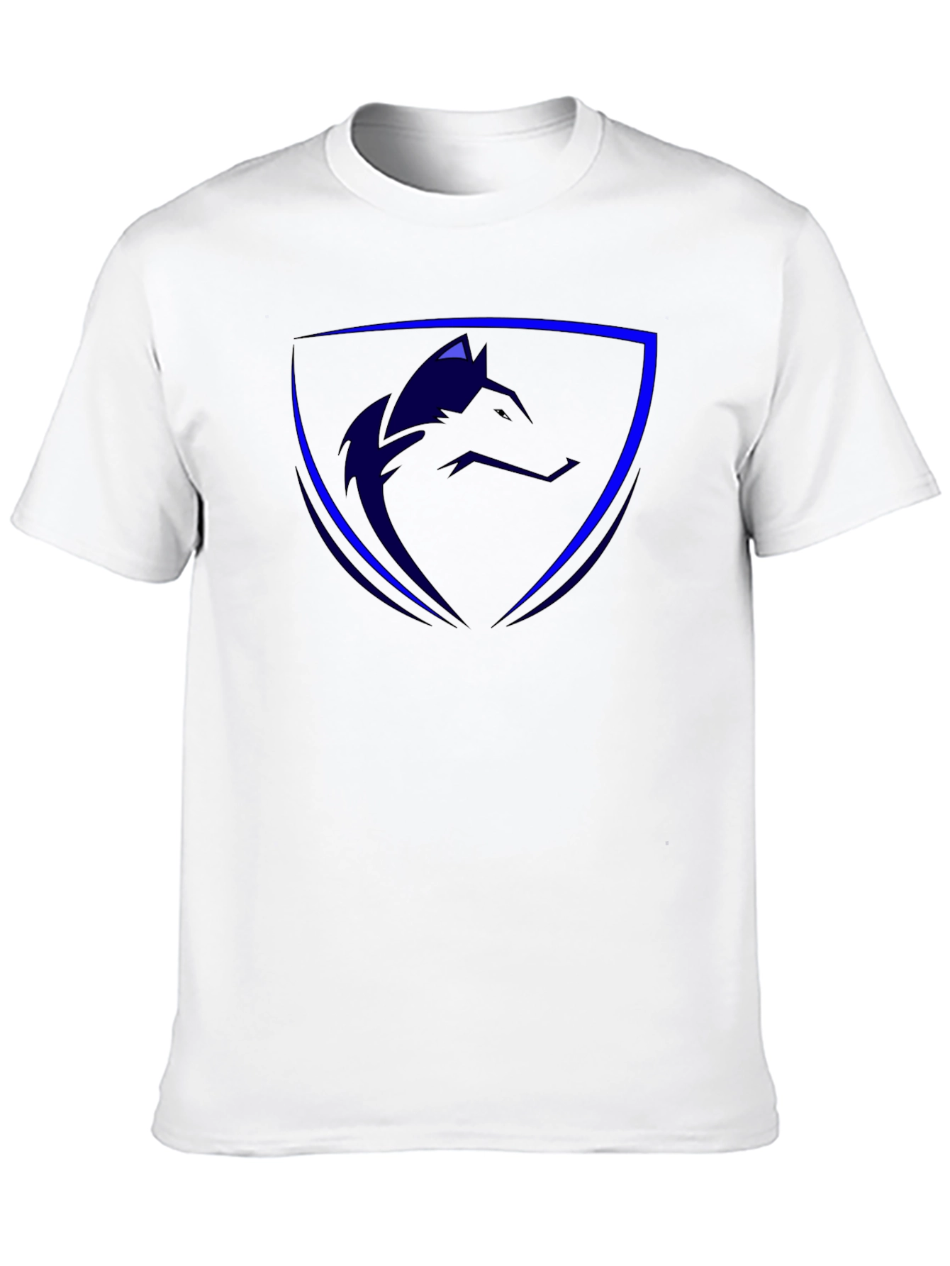 Cool Blue Wolf Shield Black T-Shirt
