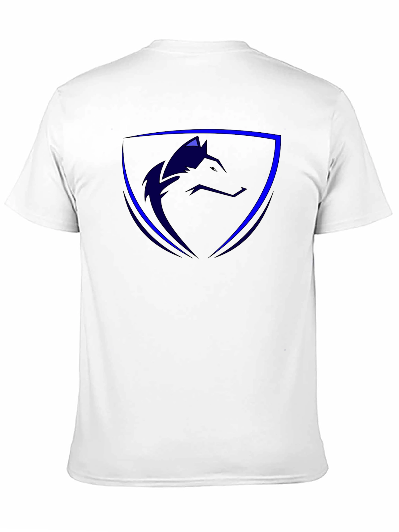 Cool Blue Wolf Shield Black T-Shirt
