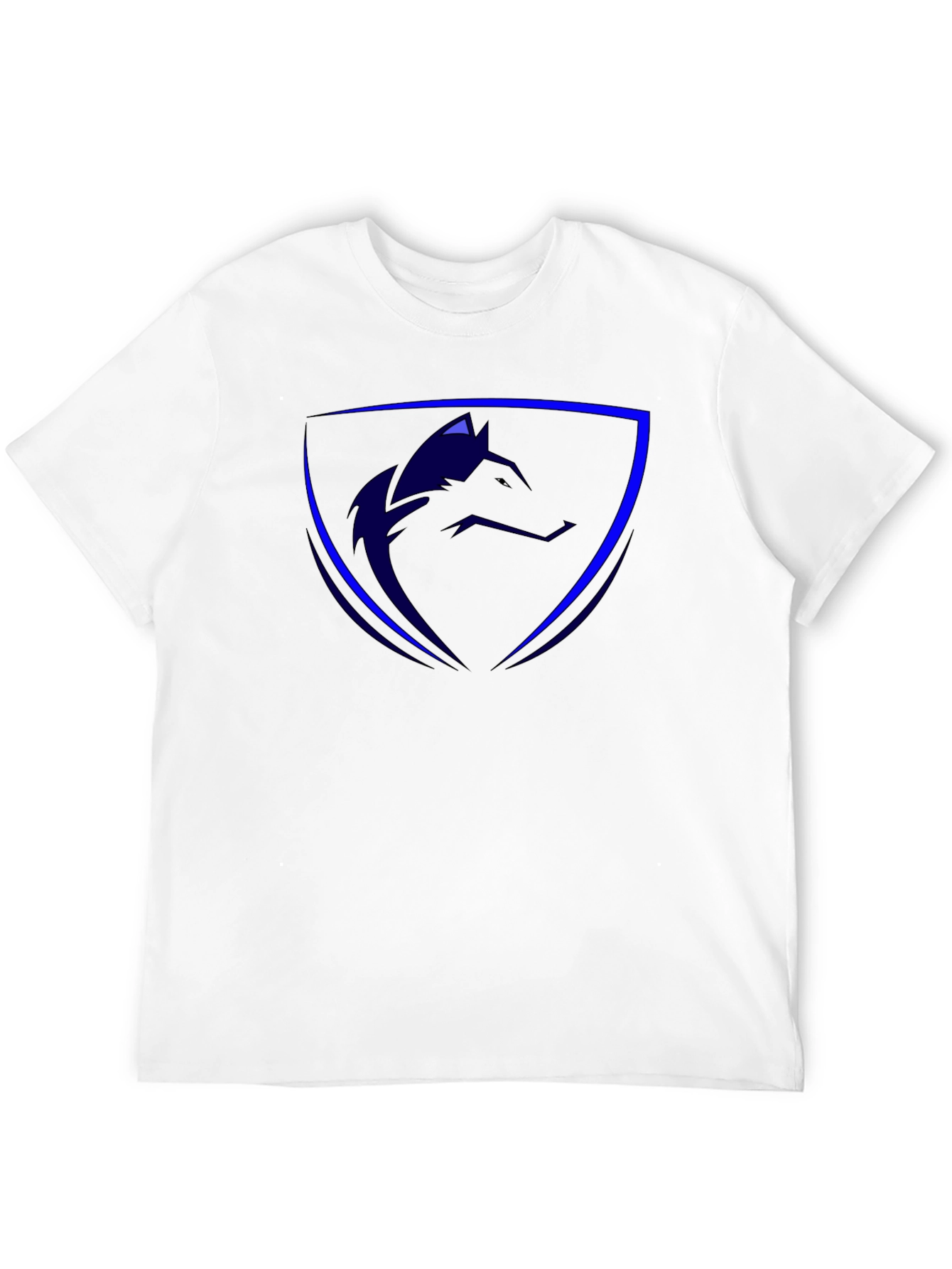 Cool Blue Wolf Shield Black T-Shirt