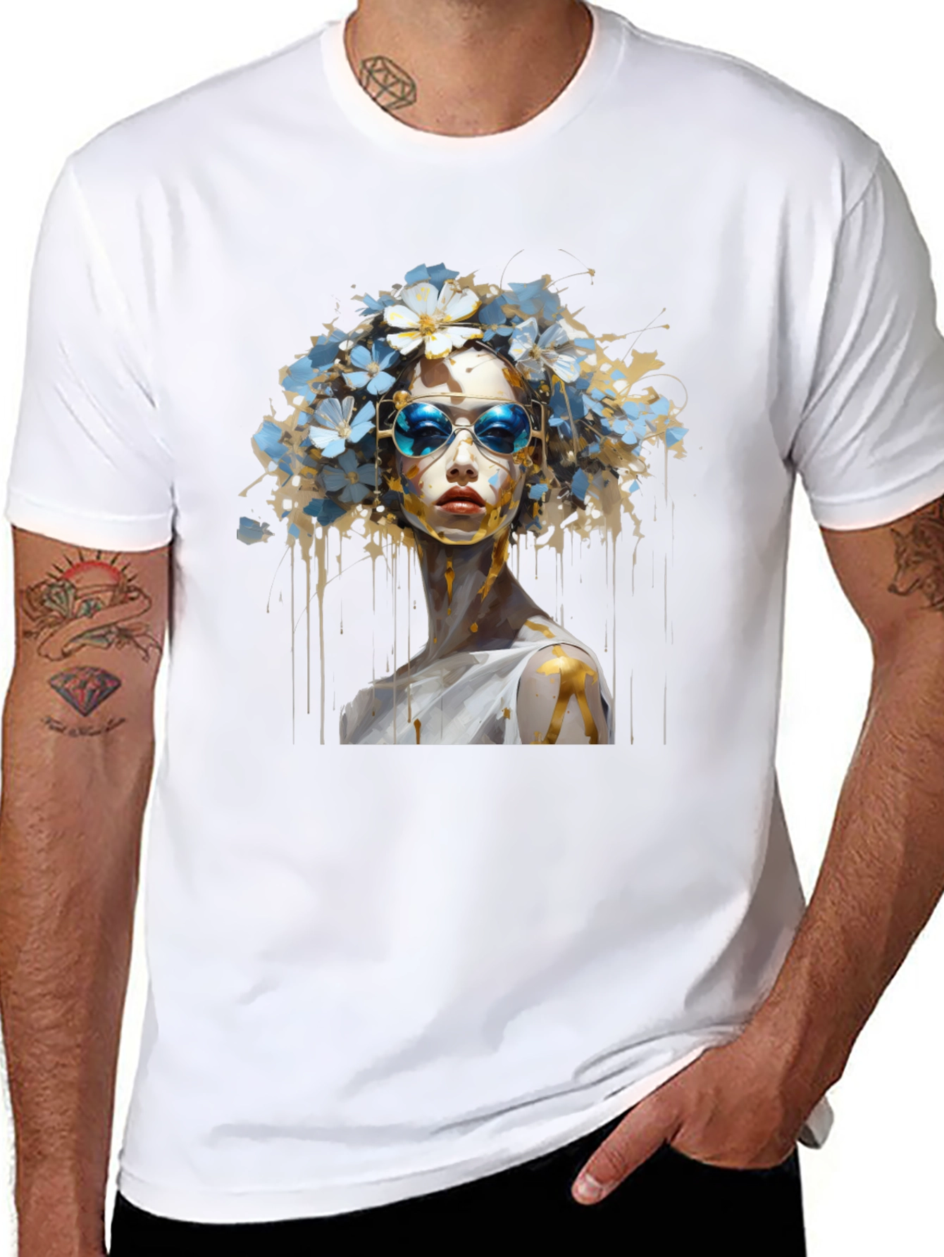 Artistic Floral Crown Graphic Tee