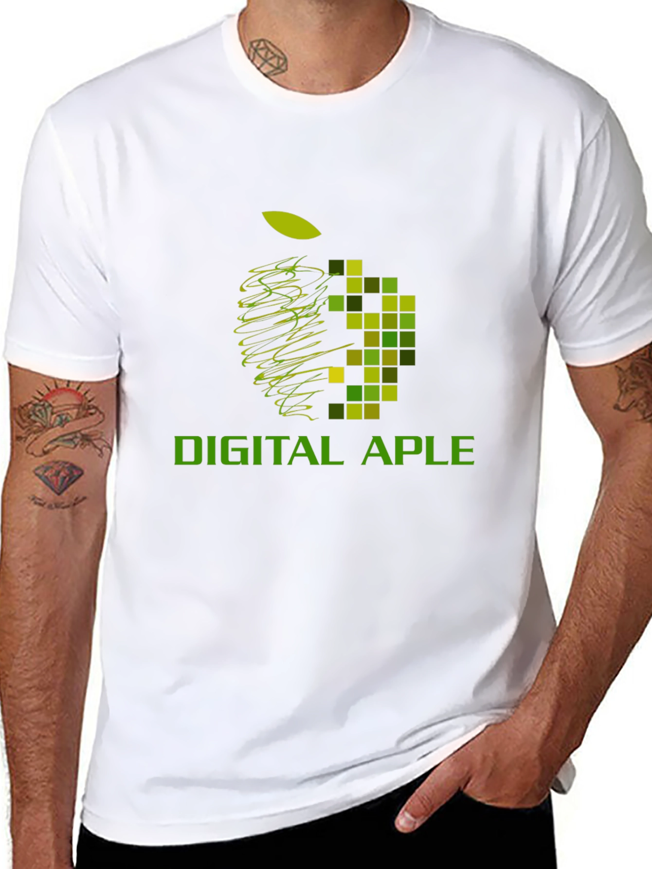 Digital Apple Graphic Black T-Shirt