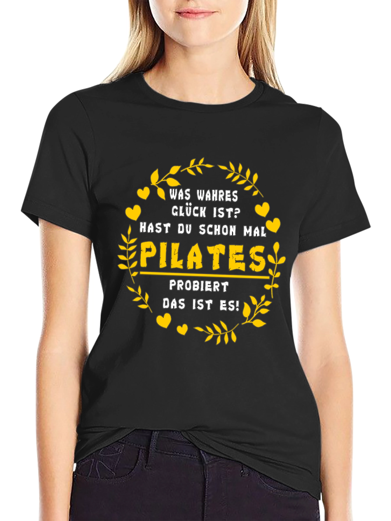 Pilates Lover Black T-Shirt - True Happiness Design