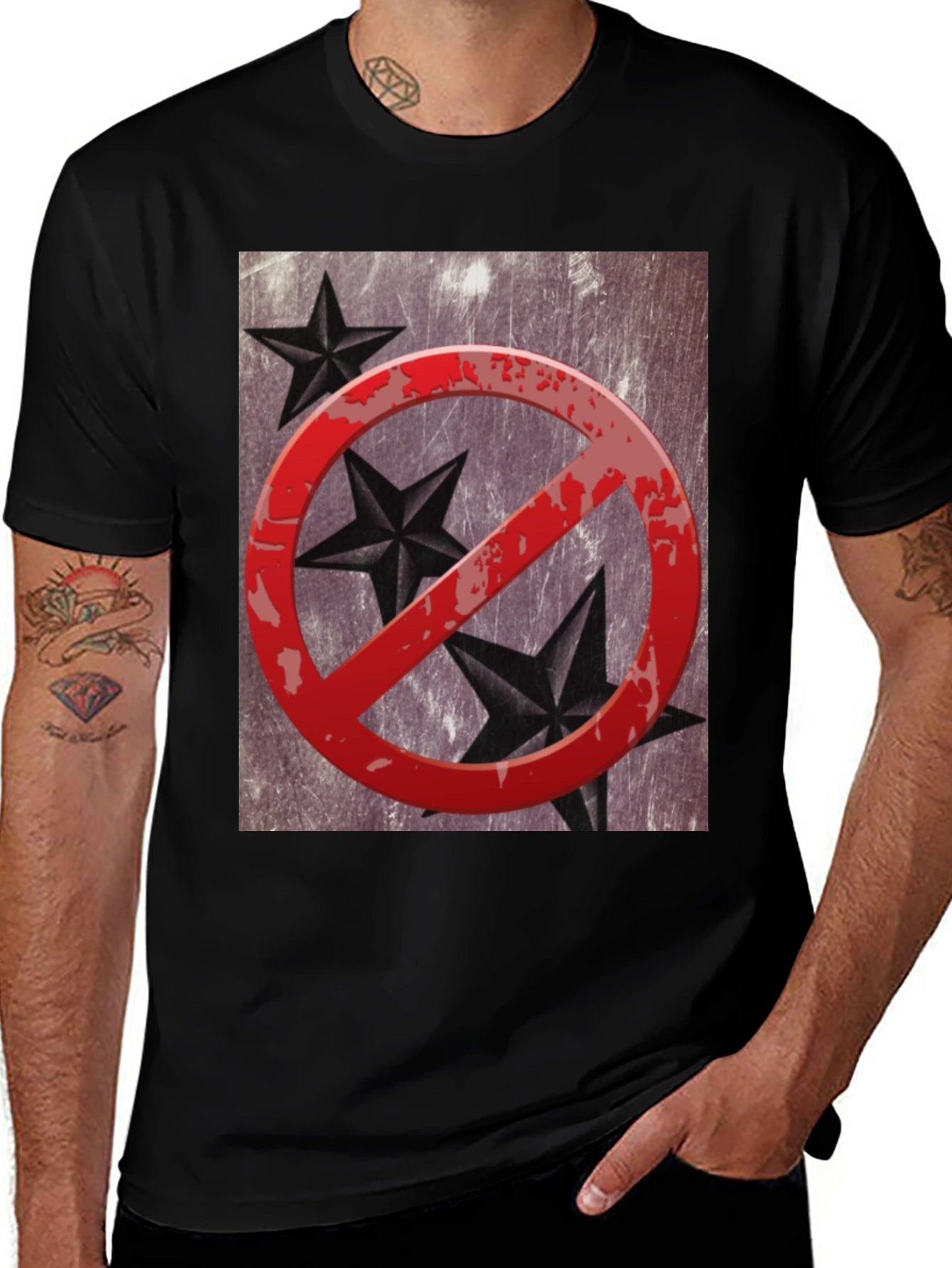 No Stars Graphic T-Shirt - Grunge Style Black Tee