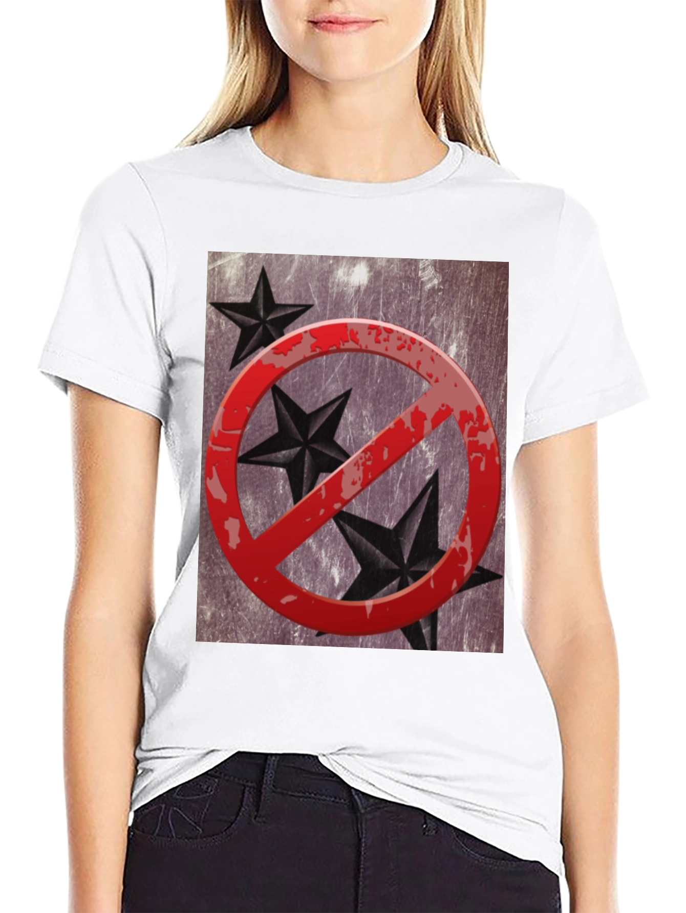 No Stars Graphic T-Shirt - Grunge Style Black Tee