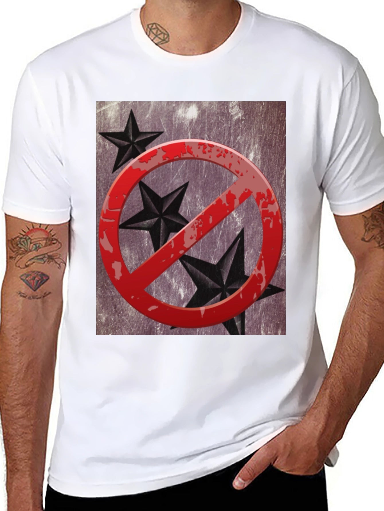 No Stars Graphic T-Shirt - Grunge Style Black Tee