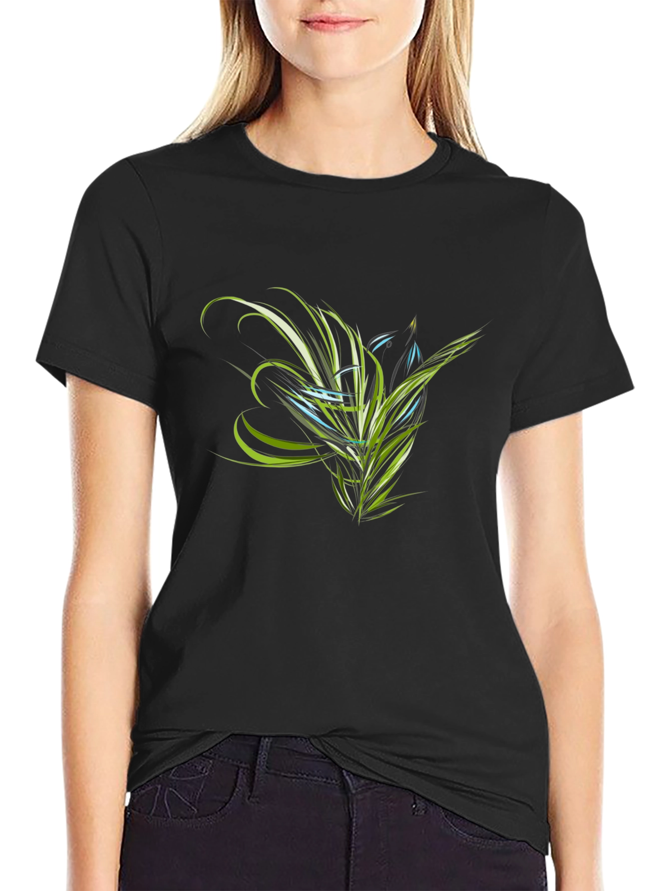 Abstract Floral Graphic Black T-Shirt
