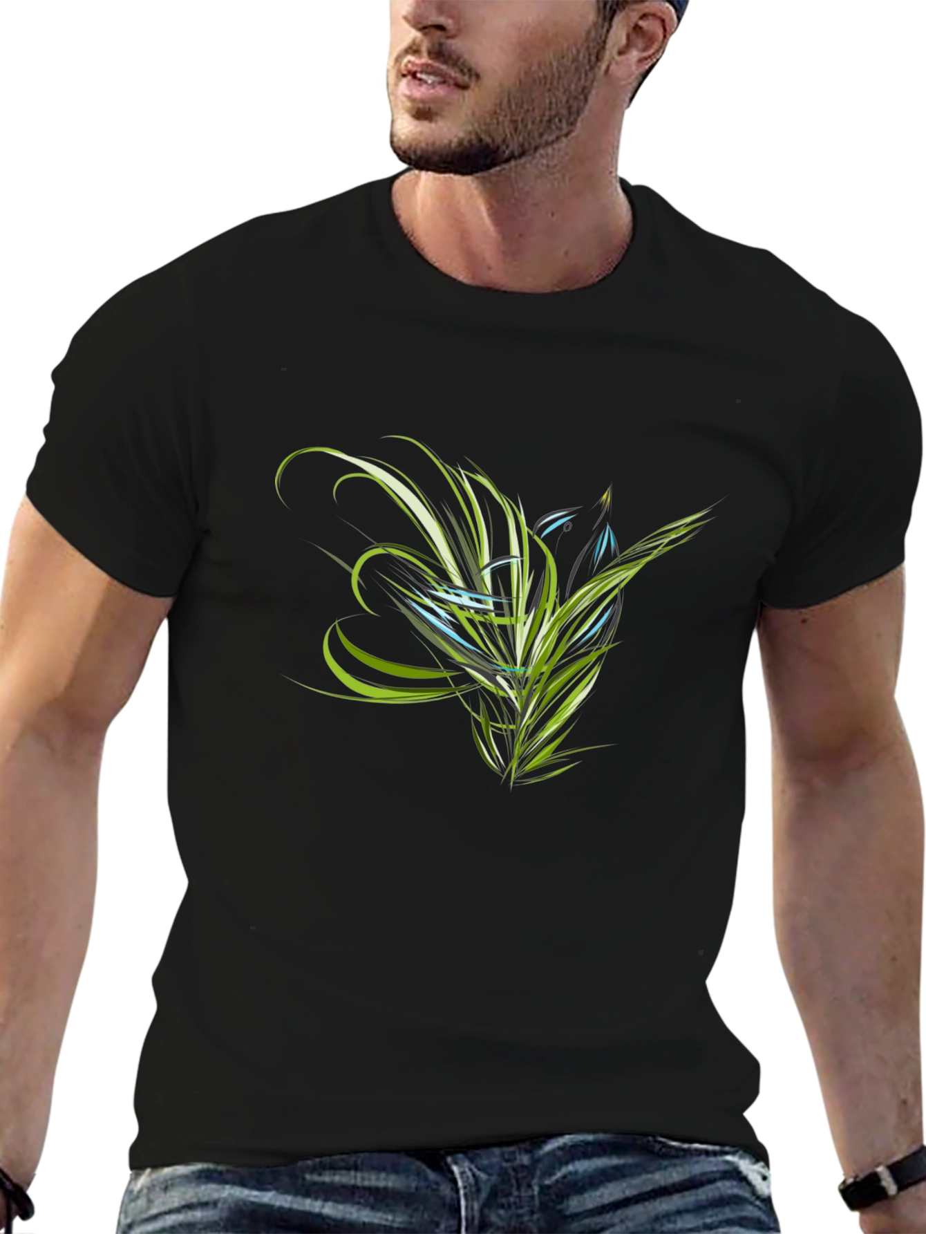 Abstract Floral Graphic Black T-Shirt