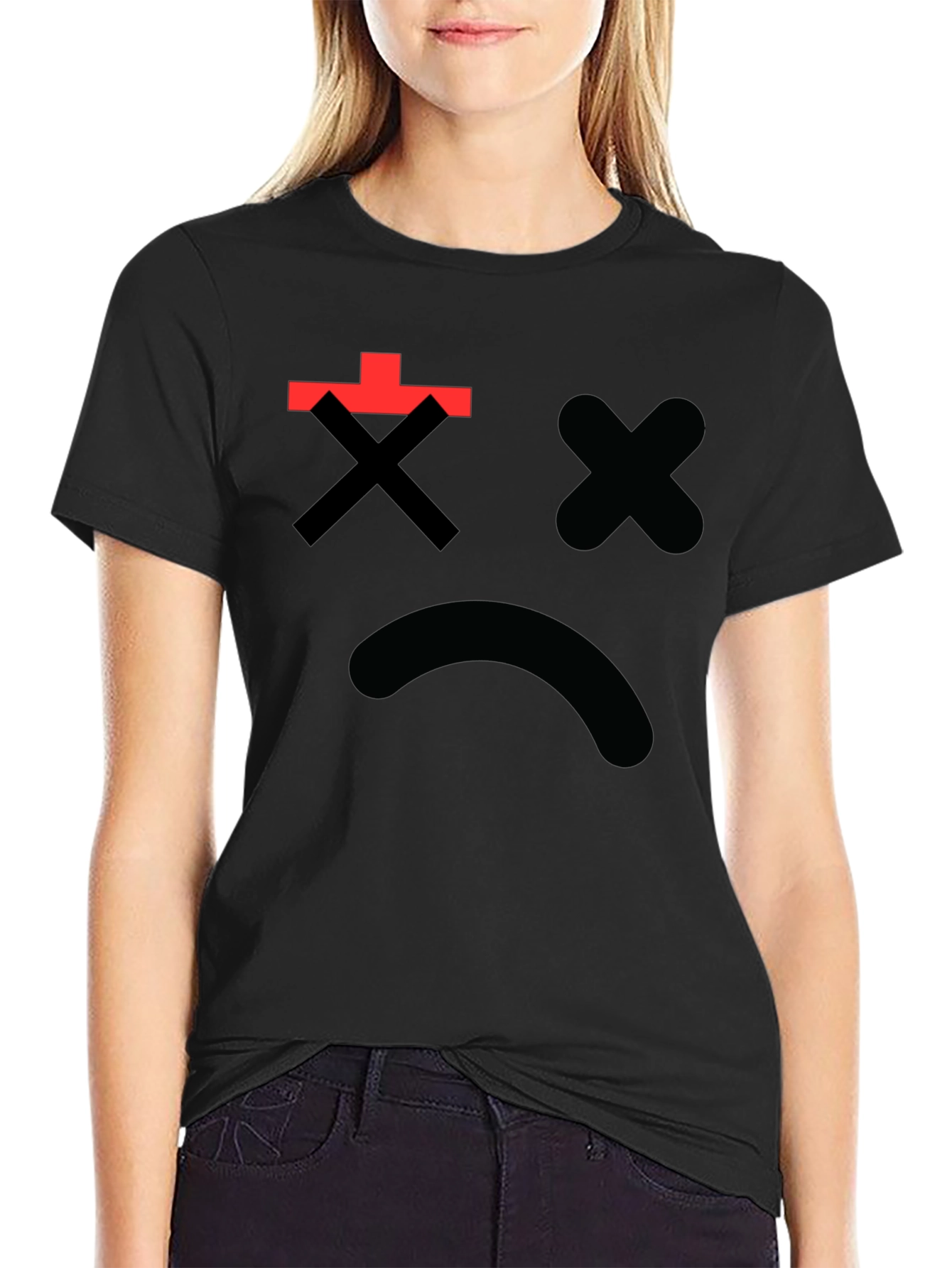 Sad Face Graphic Tee - Black T-Shirt