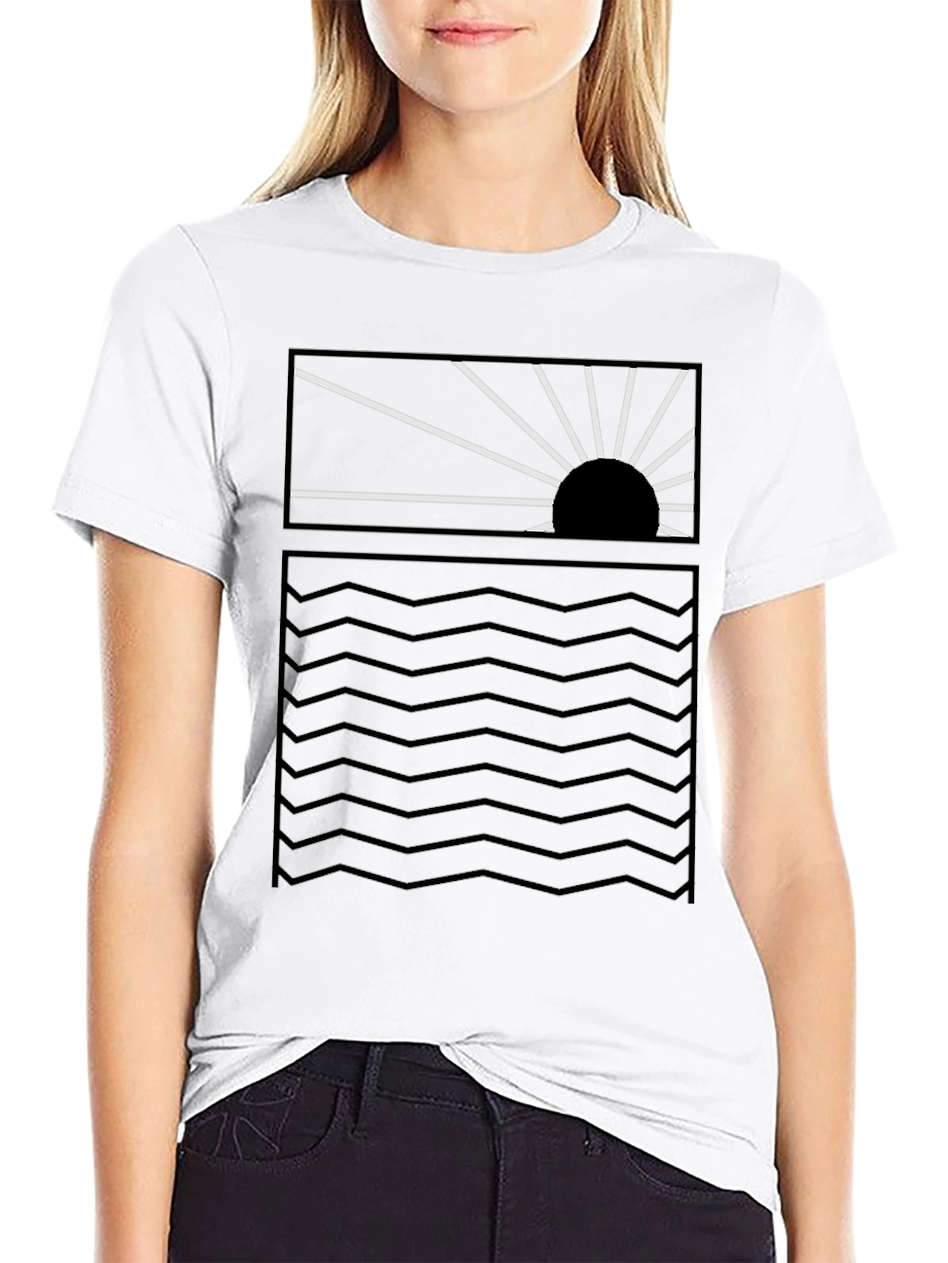 Sunset Waves Graphic Tee - Modern Style